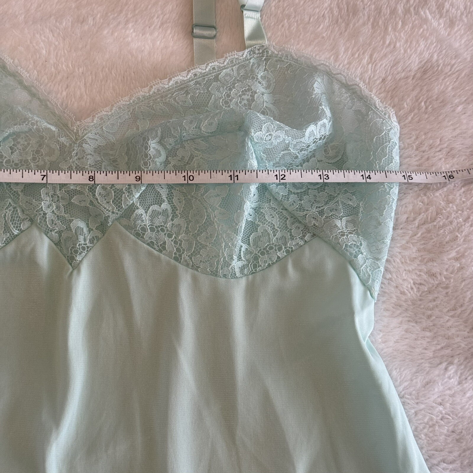 Vintage Formfit Rogers slip dress 34 Short 12-14 RN32544 Made in USA Green Lace