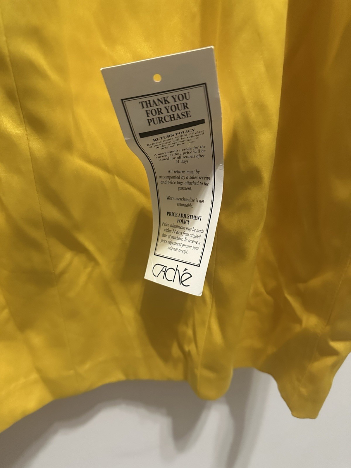 Vintage Cache 90s chic Satin yellow Dress with zippers Size 14 New With Tags