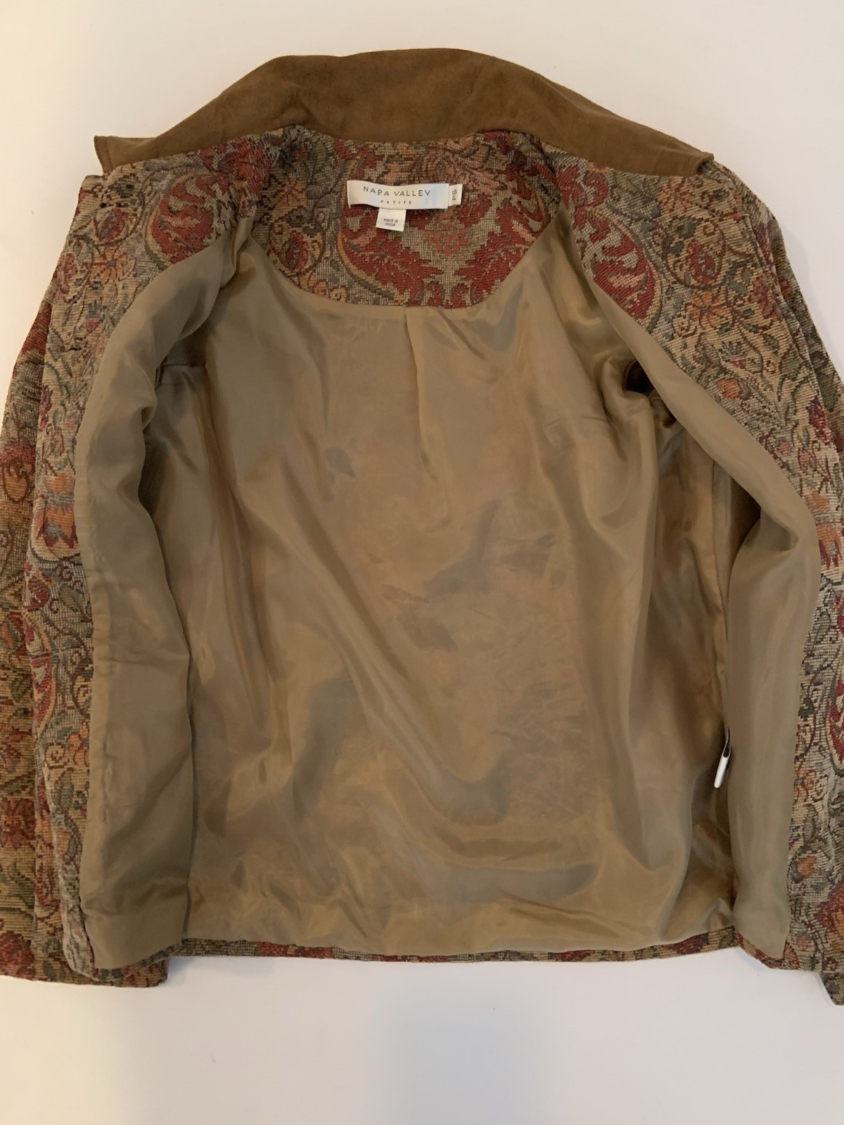 Vintage Napa Valley Equestrian Tapestry Jacket Boho Cottagecore Size SP