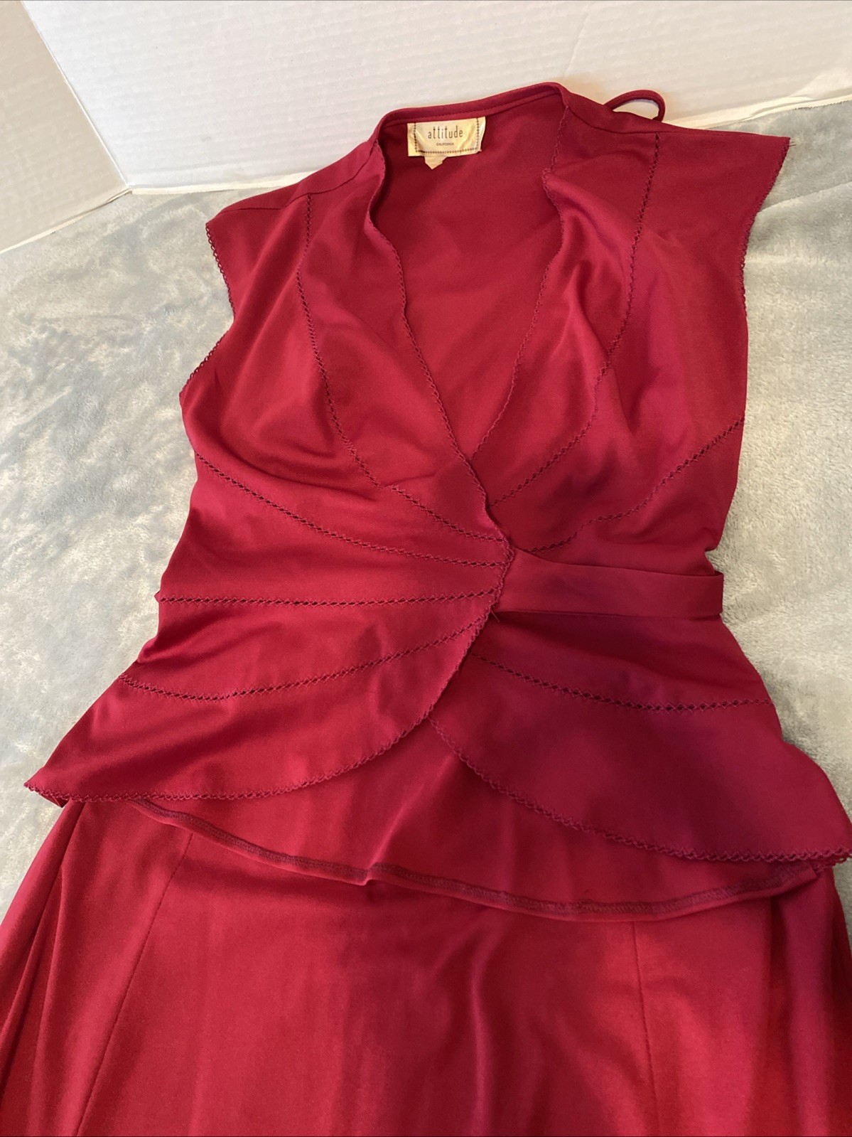 Vintage 60’s 70’s Attitude California 2 Pcs Dress Women’s Sz M/L Red