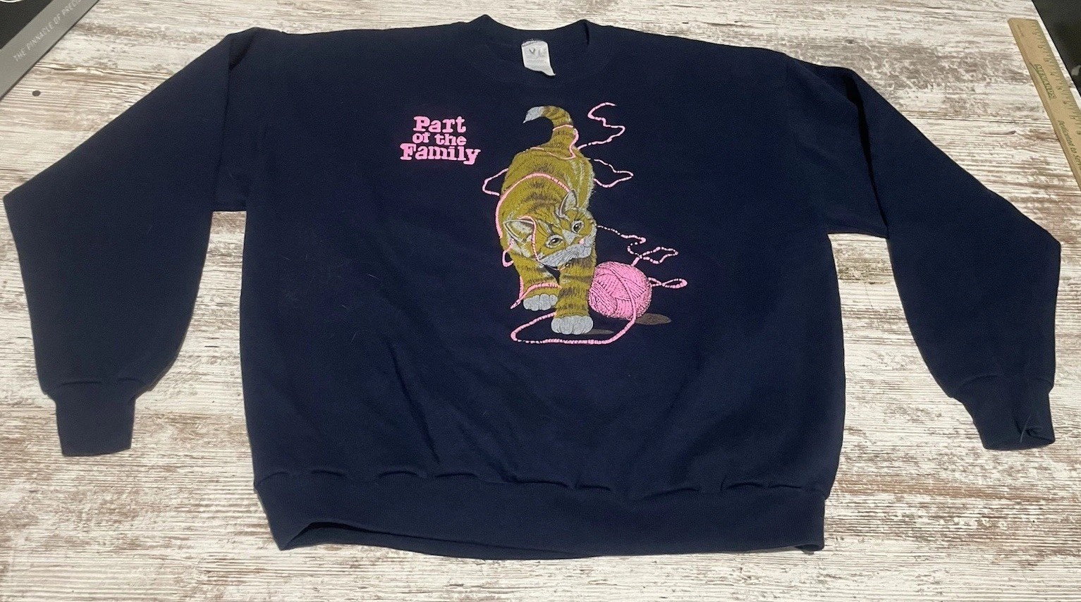 Vintage Cat Sweatshirt Women’s XL Yarn Grandma 80s 90s Made In USA