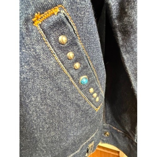 Bruno Bellini Vintage 90s Studded Denim Jacket Dark Wash Western Blue Medium