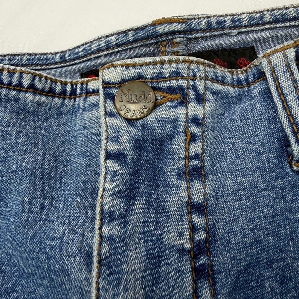 Vintage Y2K Mudd Lace Up Side Denim Capri Jeans Low Rise Raw Hem Mall McBling 2