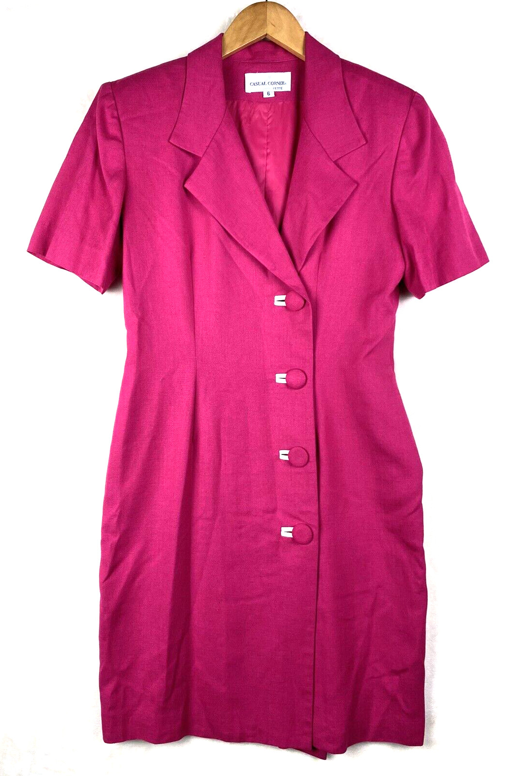 VTG 70’s Casual Corner Dress Womens 6P Linen Blend Sheath S/Pads Minimalist USA