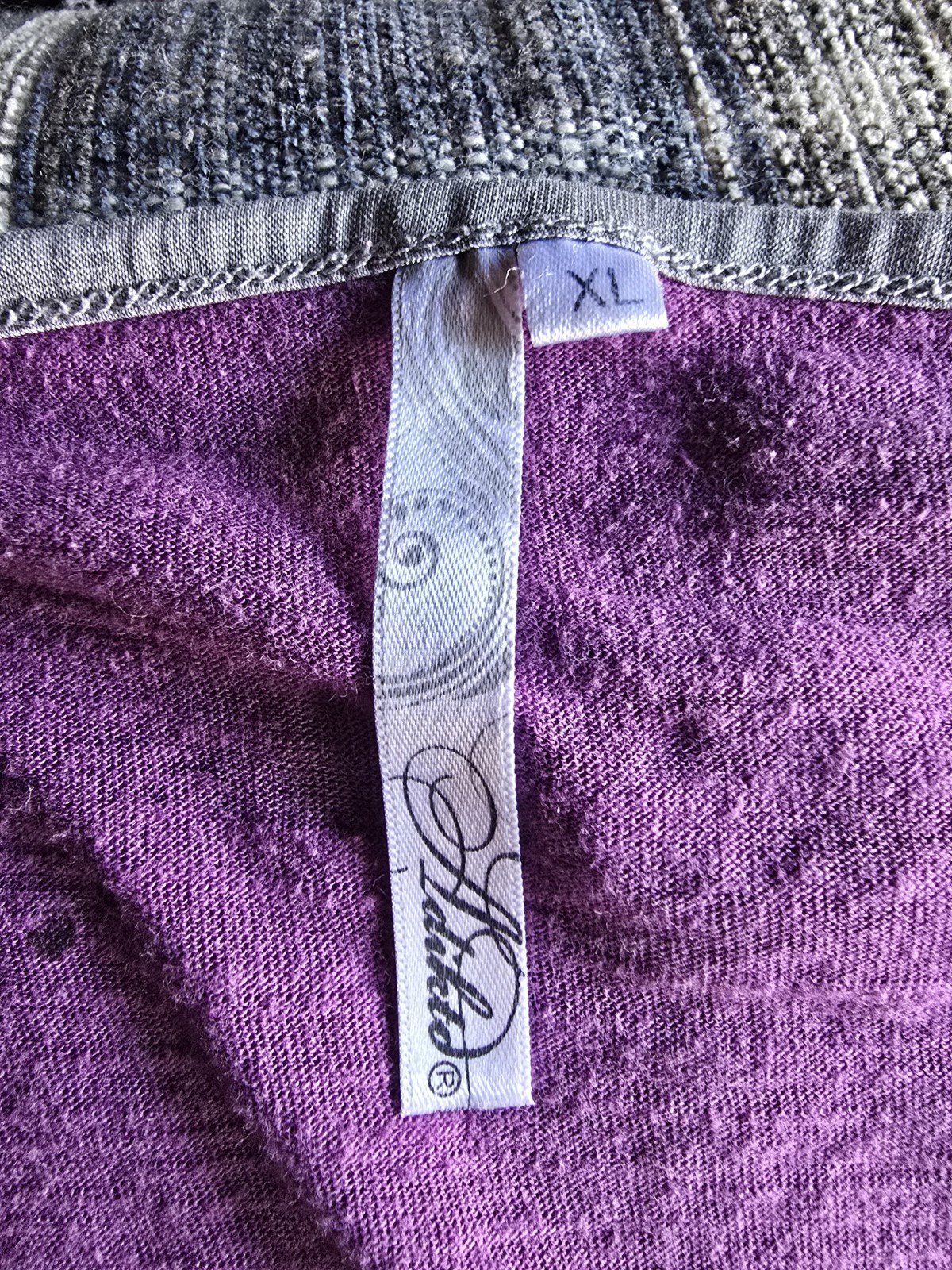 XL Adiktd Y2K Silver Studded Purple Top With Satin, Lacy, Silver Style Sleeves