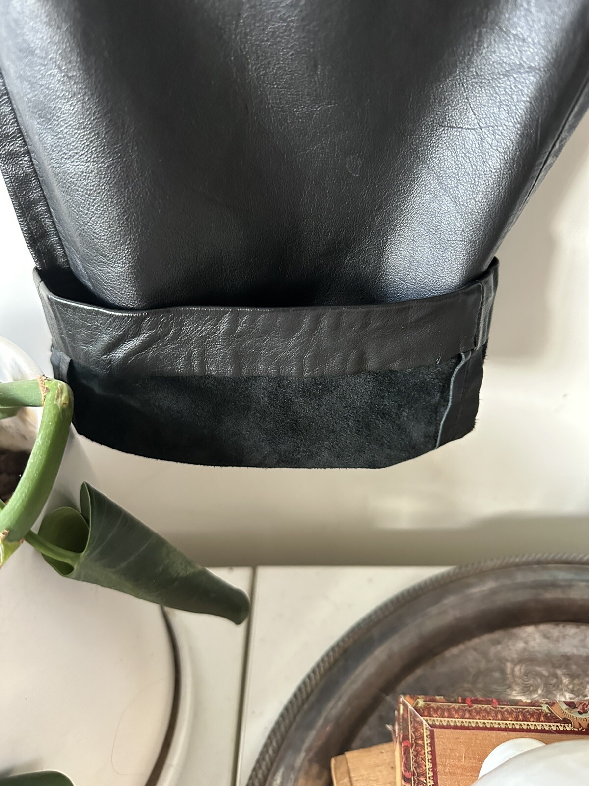 Vintage Avanti Black Leather Pants High Waist Tapered Leg 1980s 23 1/2” Waist
