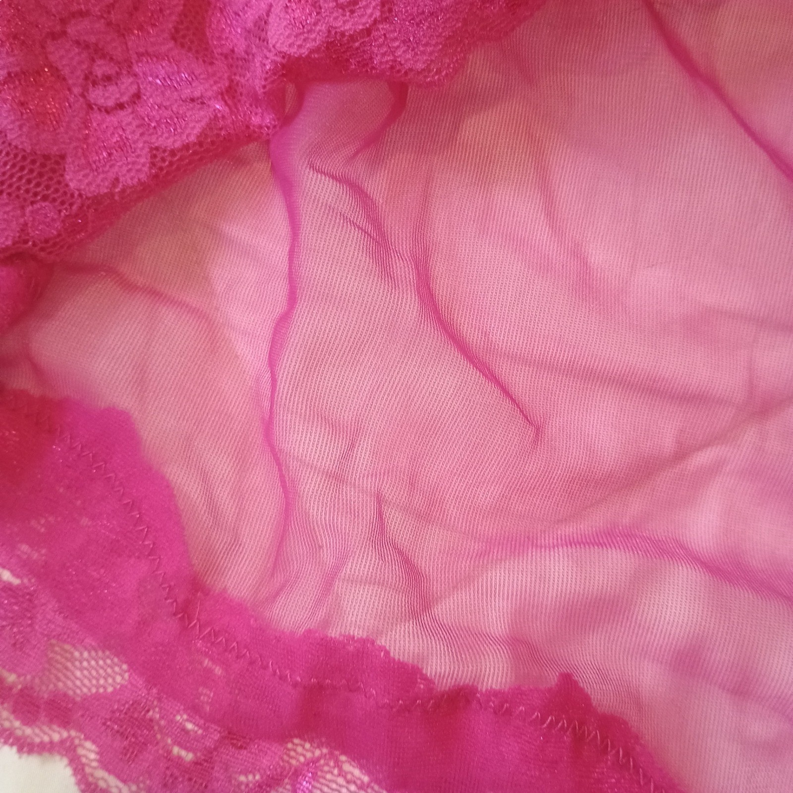 Frederick’s of Hollywood Babydoll Lingerie Set w/ Thong Pink Lace Sheer XL NWOT