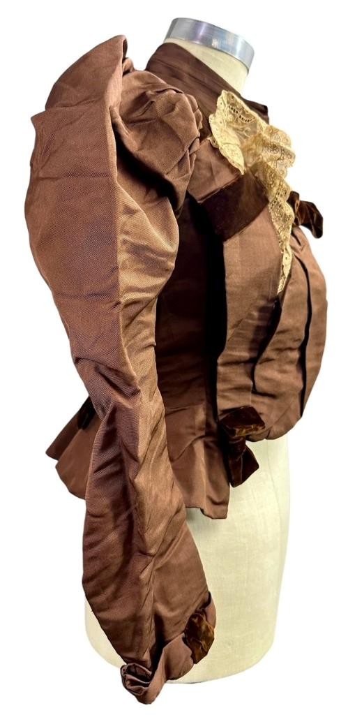Antique Bodice With Puffed Sleeves at Shoulders Lace Trim Circa Mid-Late 1800’s