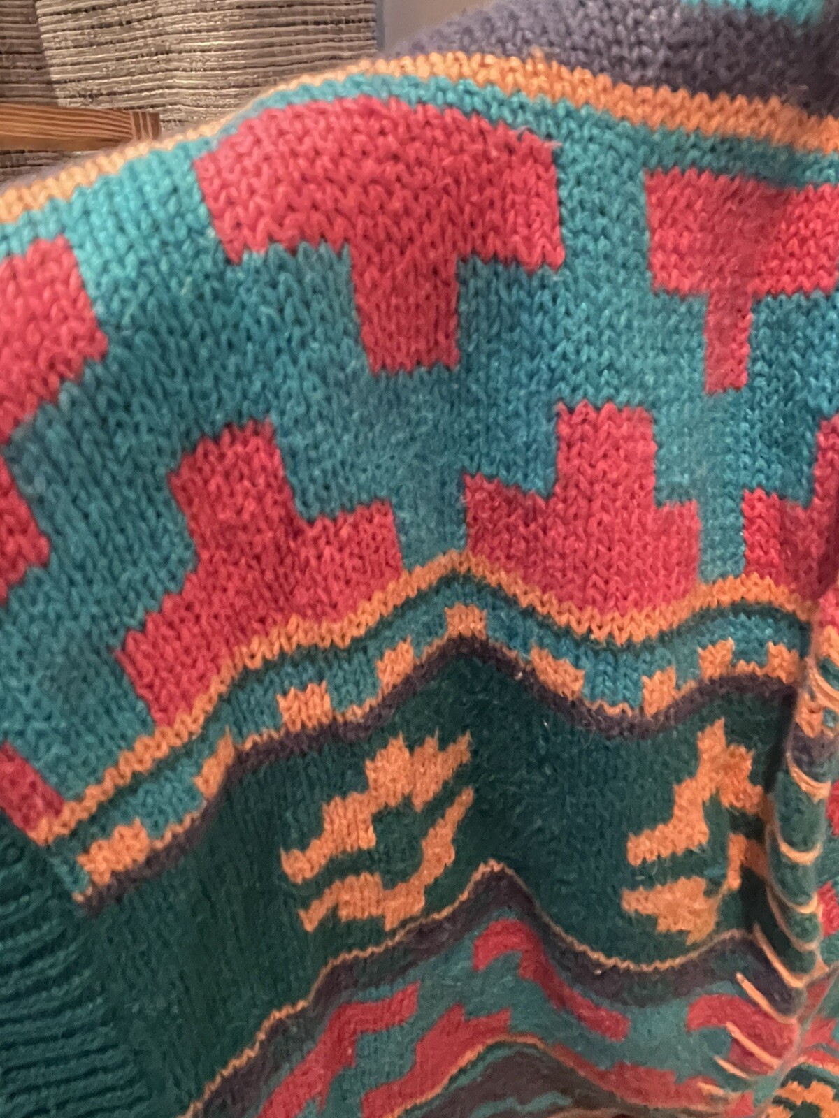 RARE Vintage Southwestern Sweater Vest Size Medium Colorful Plant Fiber Fabric