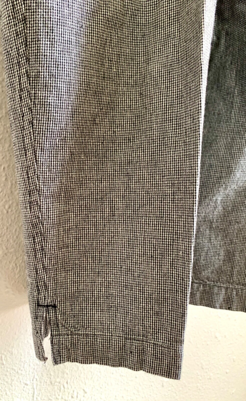 90’s VTG Cropped BIB OVERALLS Houndstooth B&W Cotton M 34×17 grunge punk hippie