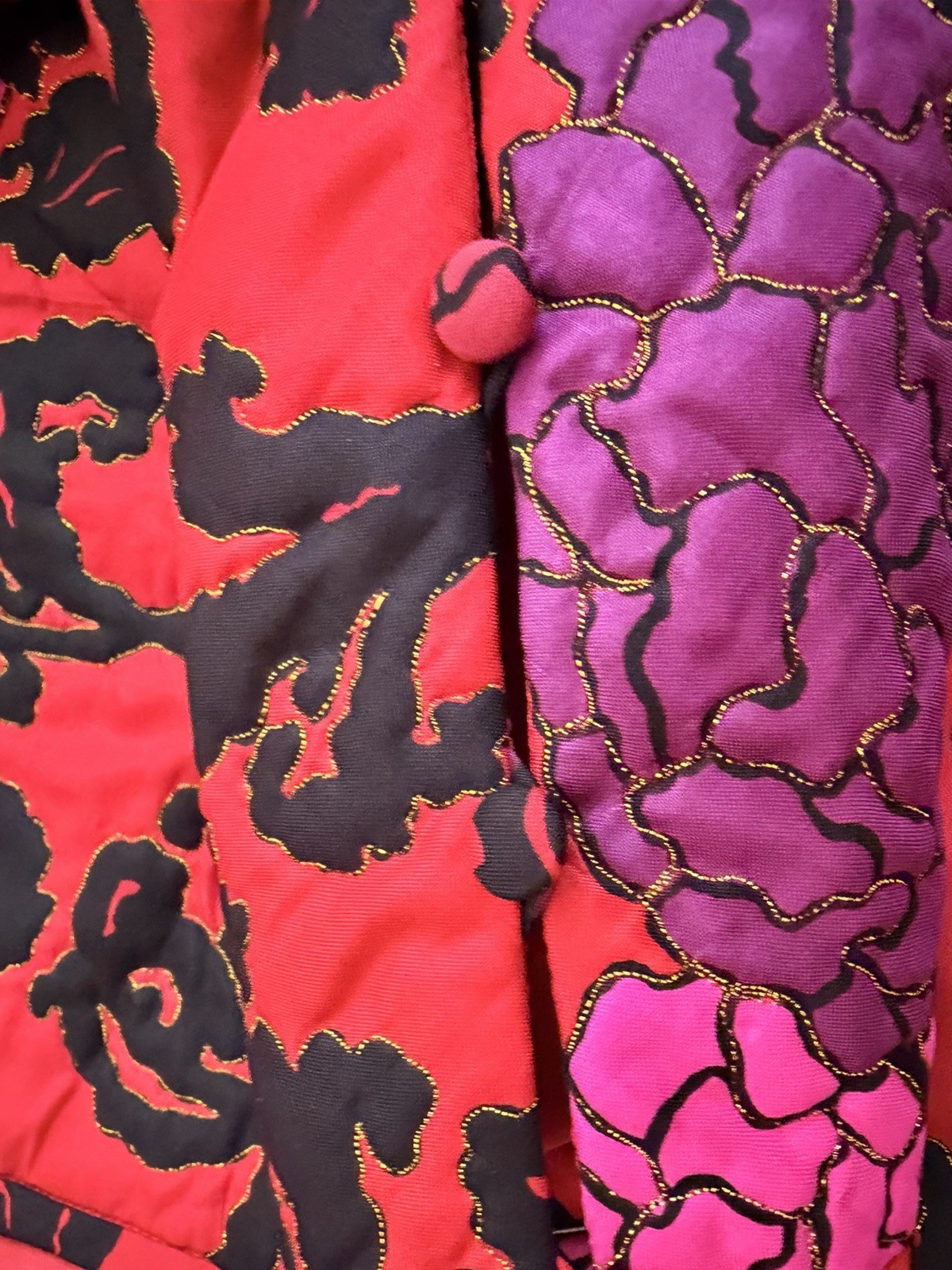 VTG 80S SILK QUILTED FLORAL BERGDORF GOODMAN CROPPED BOLERO JACKET
