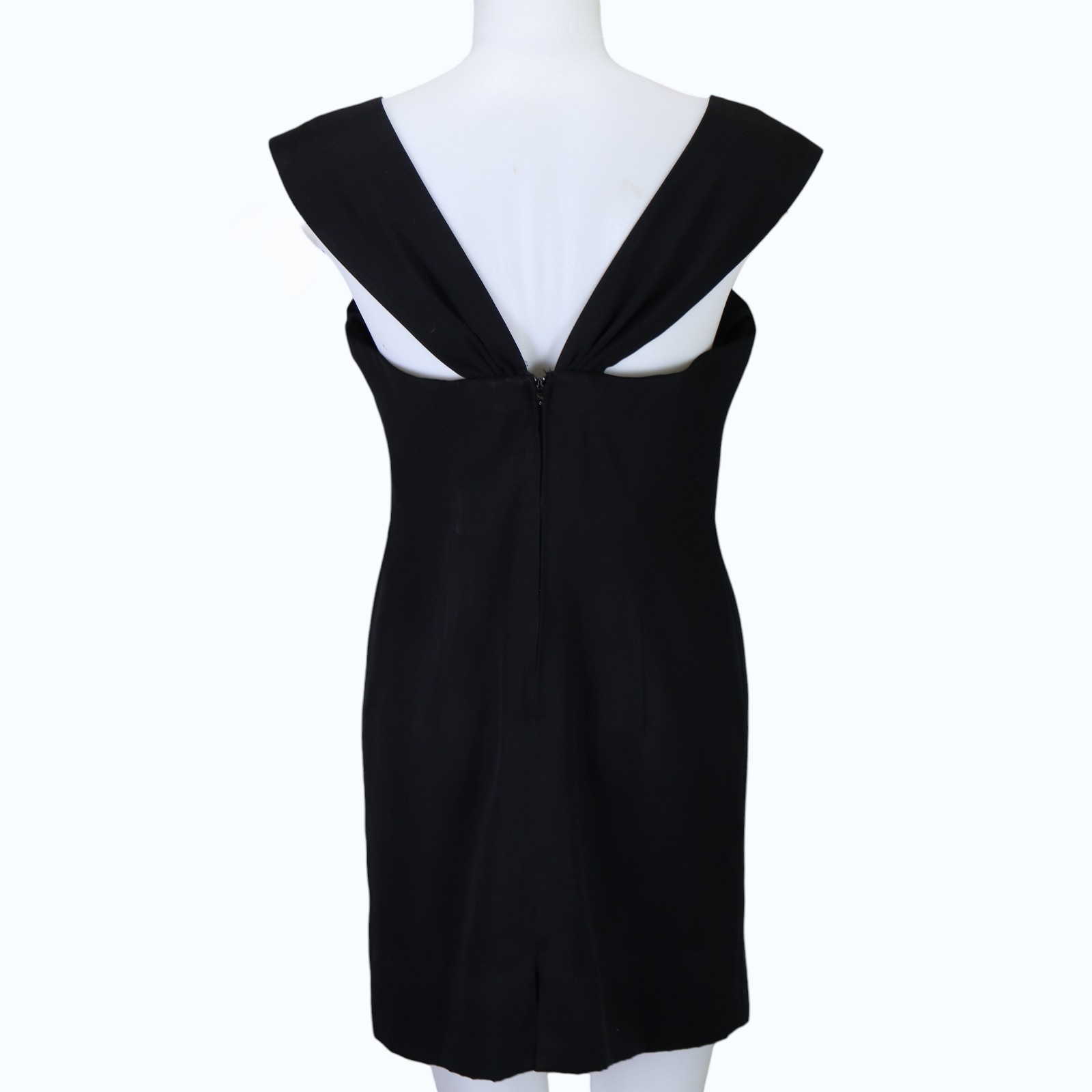Vintage En Francais Huey Waltzer Black Sheath Dress Sz 12 Square Neck Wide Strap