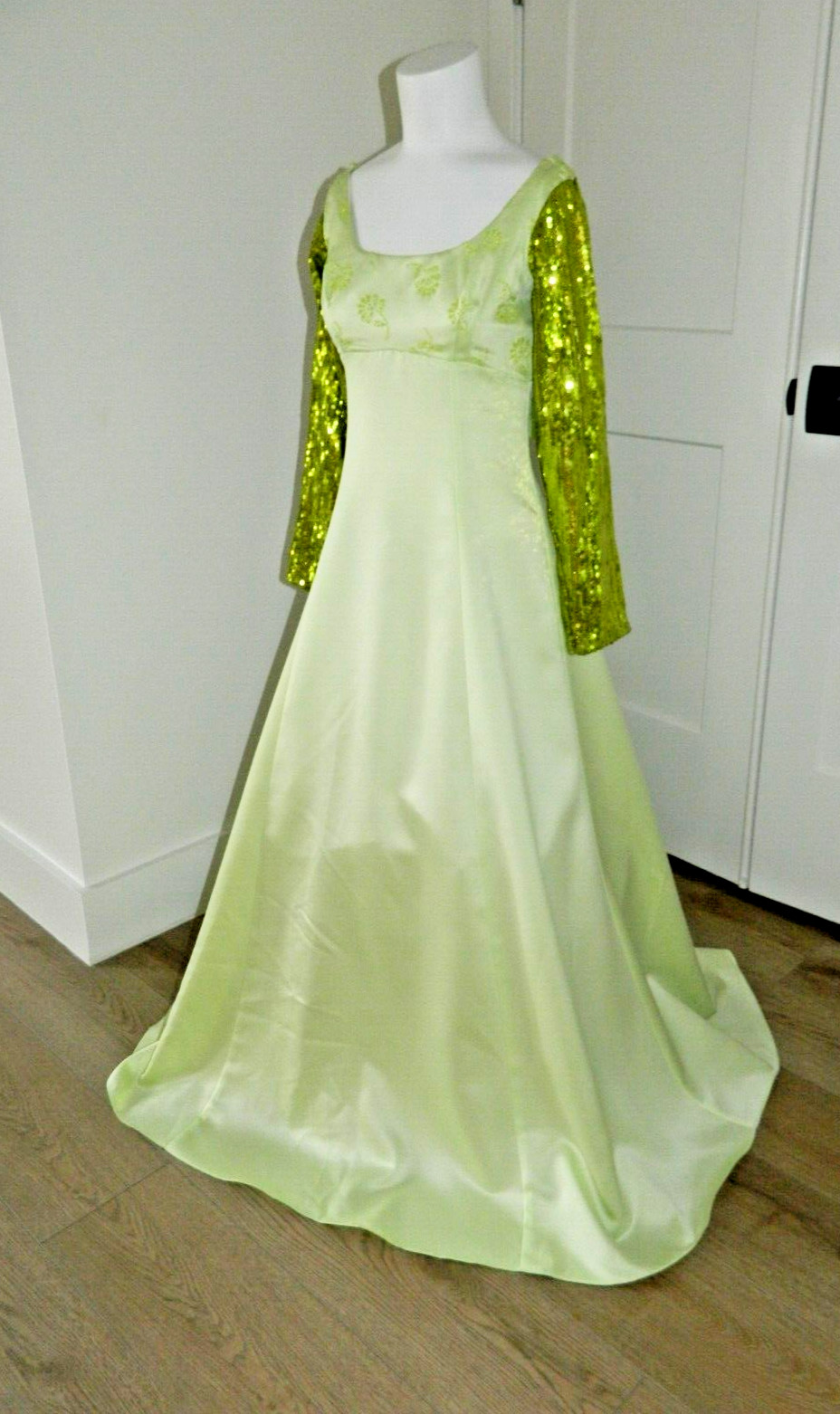 Vtg. Zum Zum Lime Green Sequin Special Occasion Prom Dress sz 5/6