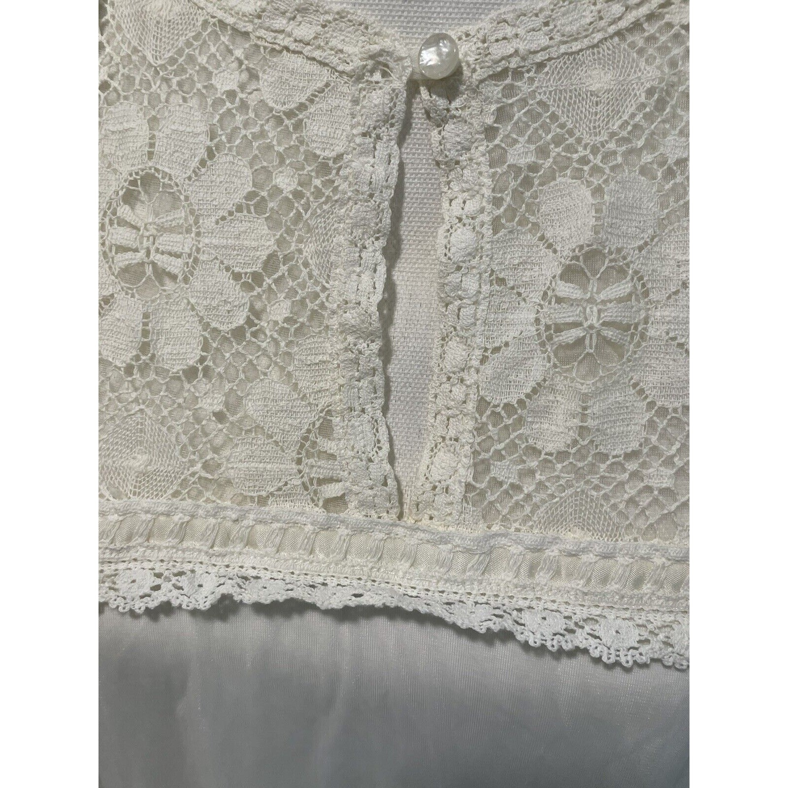Vintage 1960s Nylon Lace Nightgown Robe Peignoir Set White Sears Roebuck Small