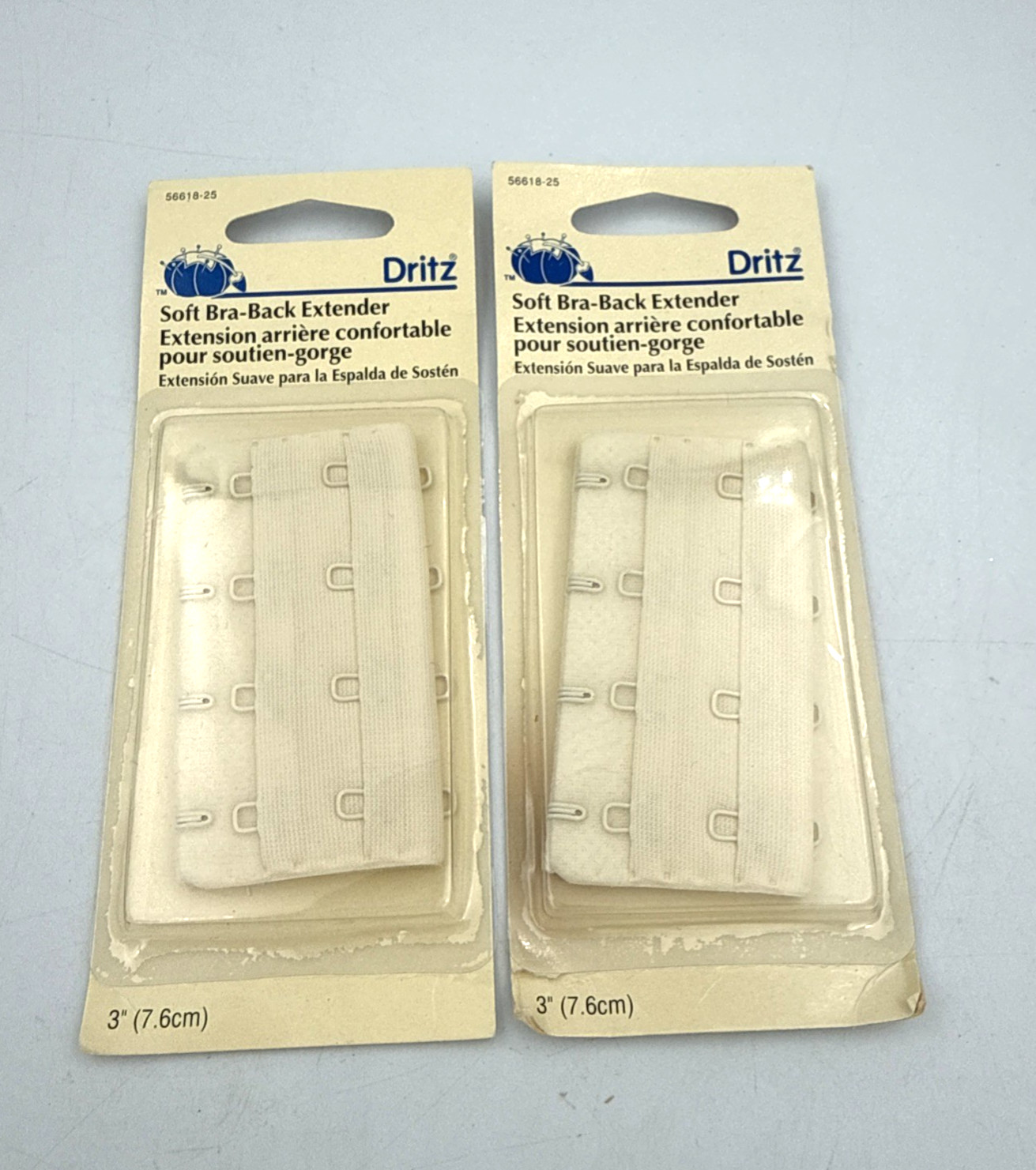 Lot of 5 VTG Dritz Soft Bra-Back Extenders Beige 2-1/4″ 3″ 3-Hook 4-Hook NOS