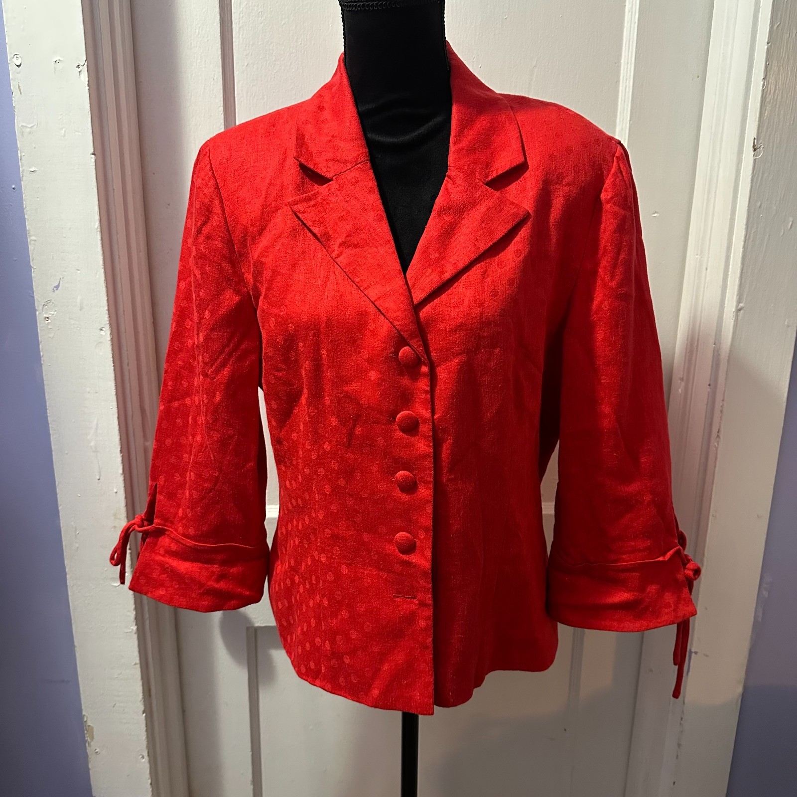 Jessica Howard Vintage Red Polka Dot Long Sleeve Blazer in 14