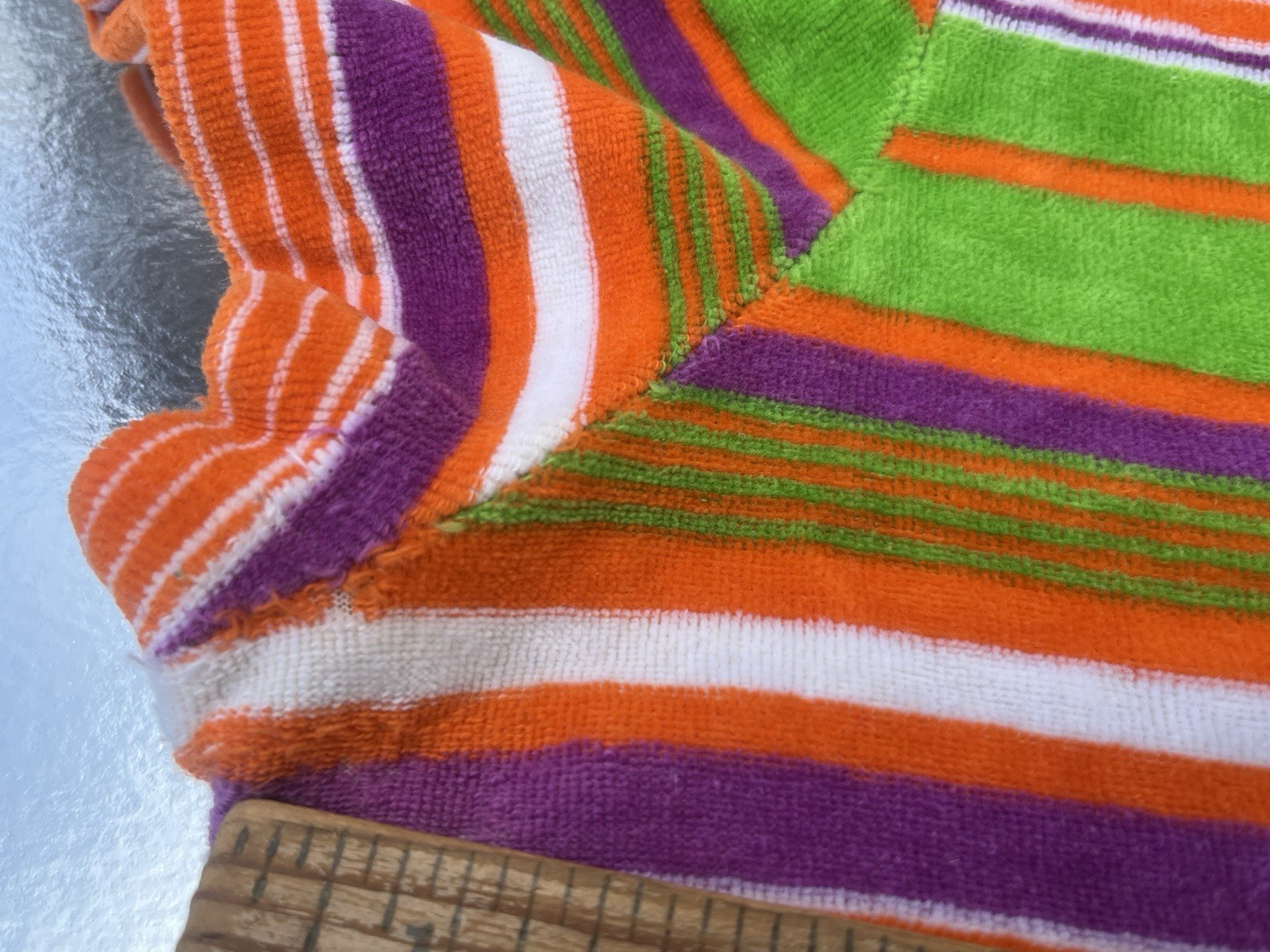 VTG 60s Crop Top Terry Velour Beach Wear Vibrant Stripes Mod Sports Wear S/M