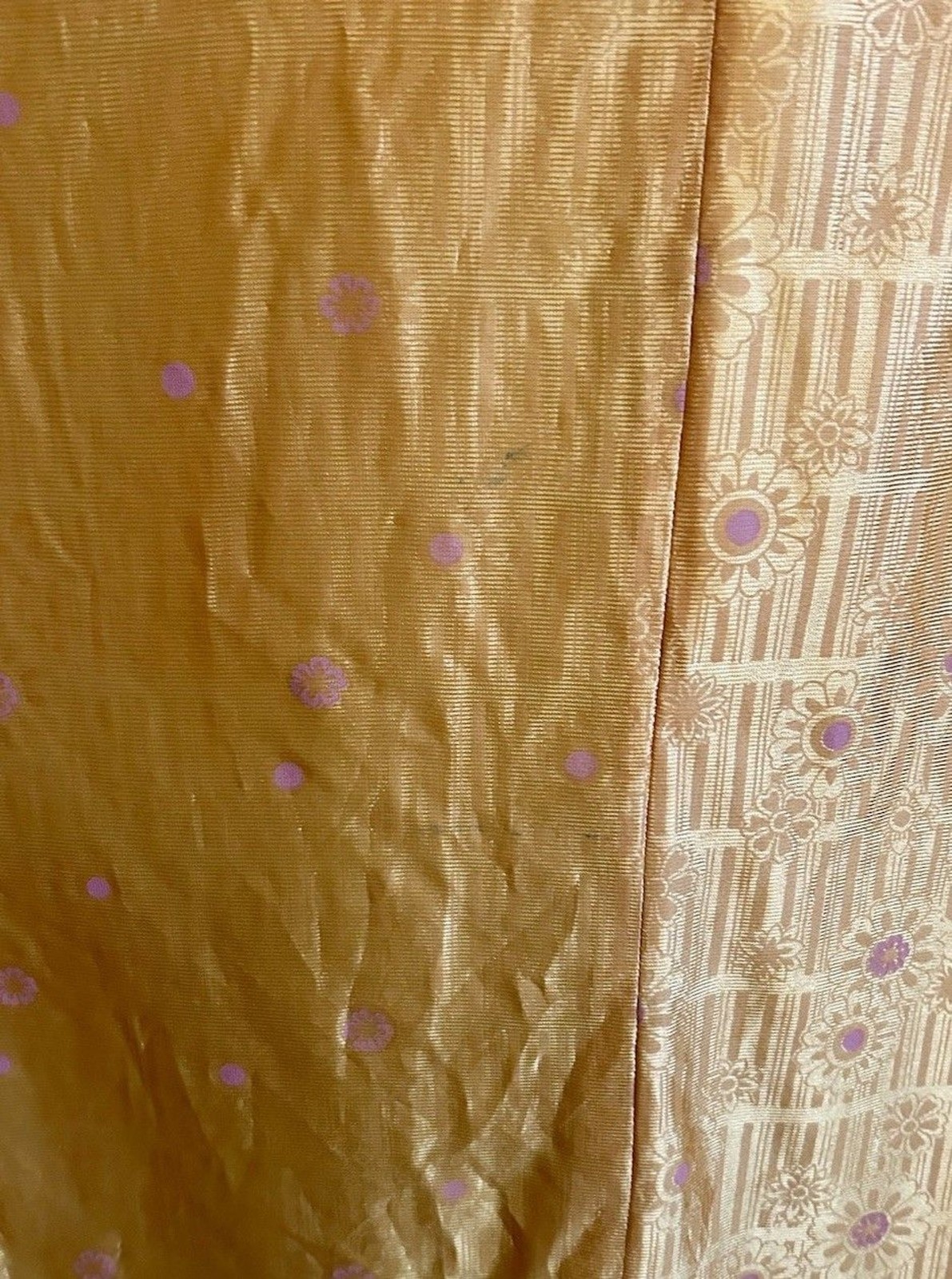 Vintage 60s 70s Mustard Yellow Maxi Dress Floral MCM