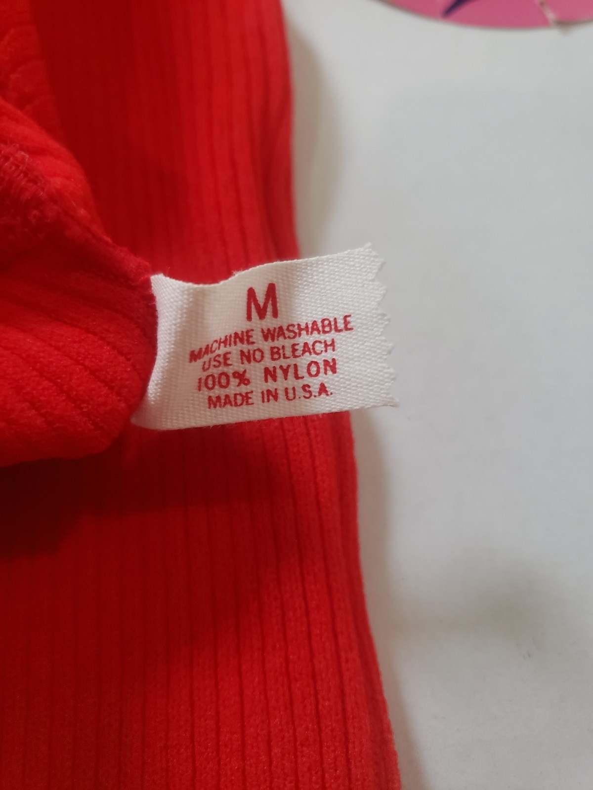 NWT Bodysuit VTG 80s M Ribbed Knit Red Aerobics Athletic Scalloped Leg USA Made