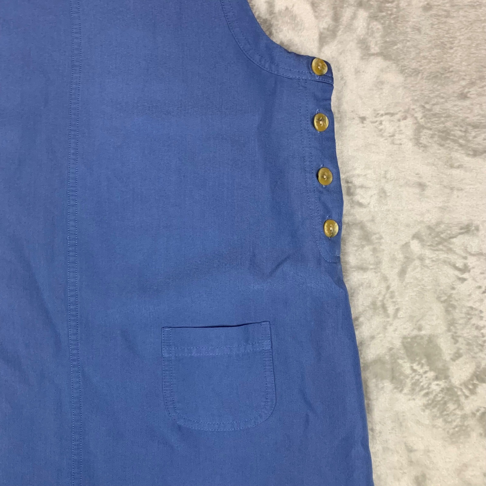 VTG Original TY Wear Shift Dress Jumper 8 Blue Lyocell Side Button Cottagecore
