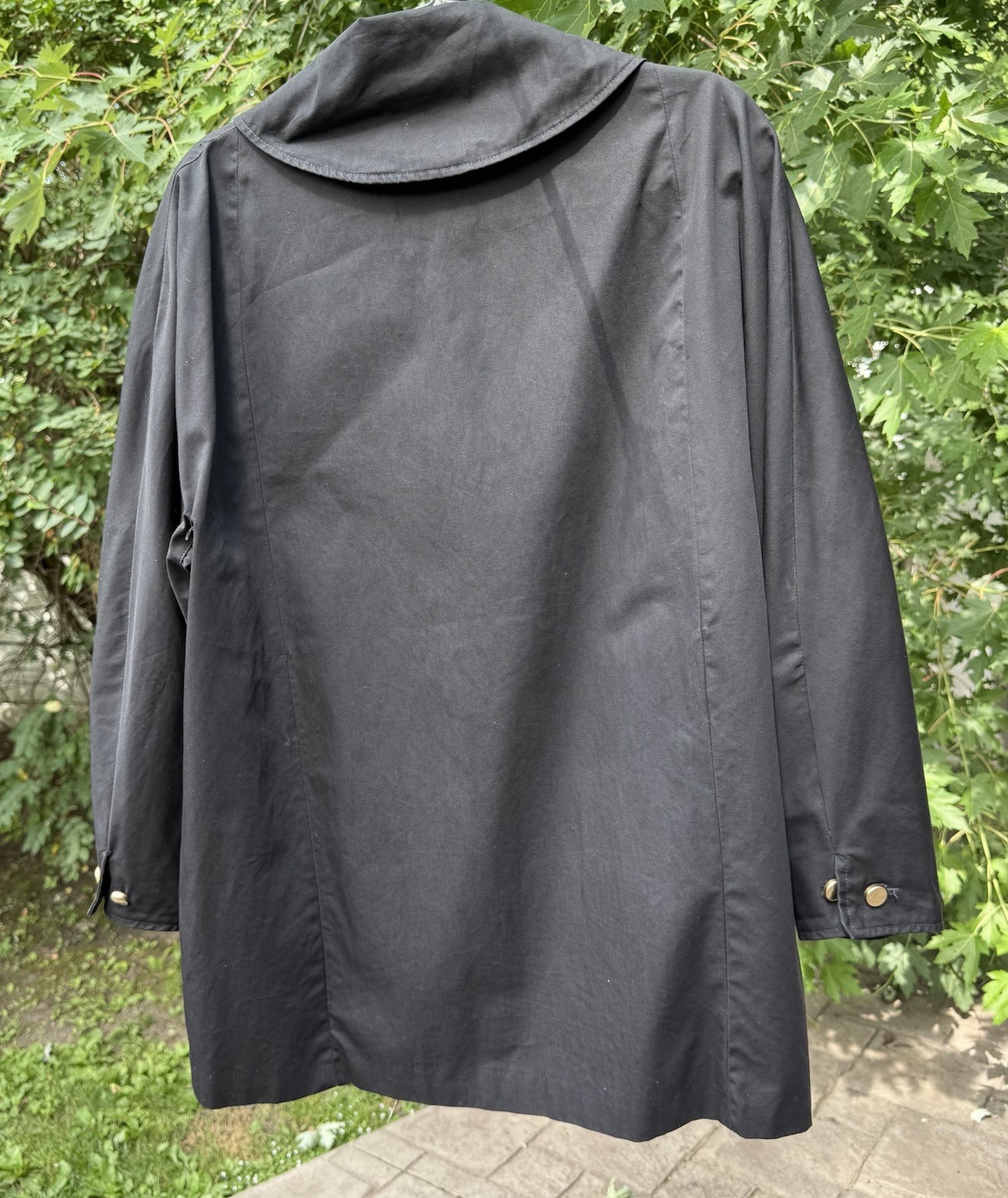 Vintage Debutogs Black Jacket Retro Print Lined Peter Pan Collar USA NoSize Tag