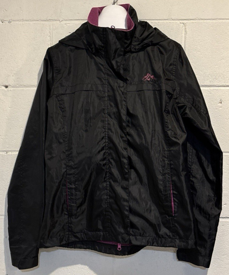 Vintage Womens Winbreaker Jacket Hoodie Black Full Zip Lined Size S Spirit
