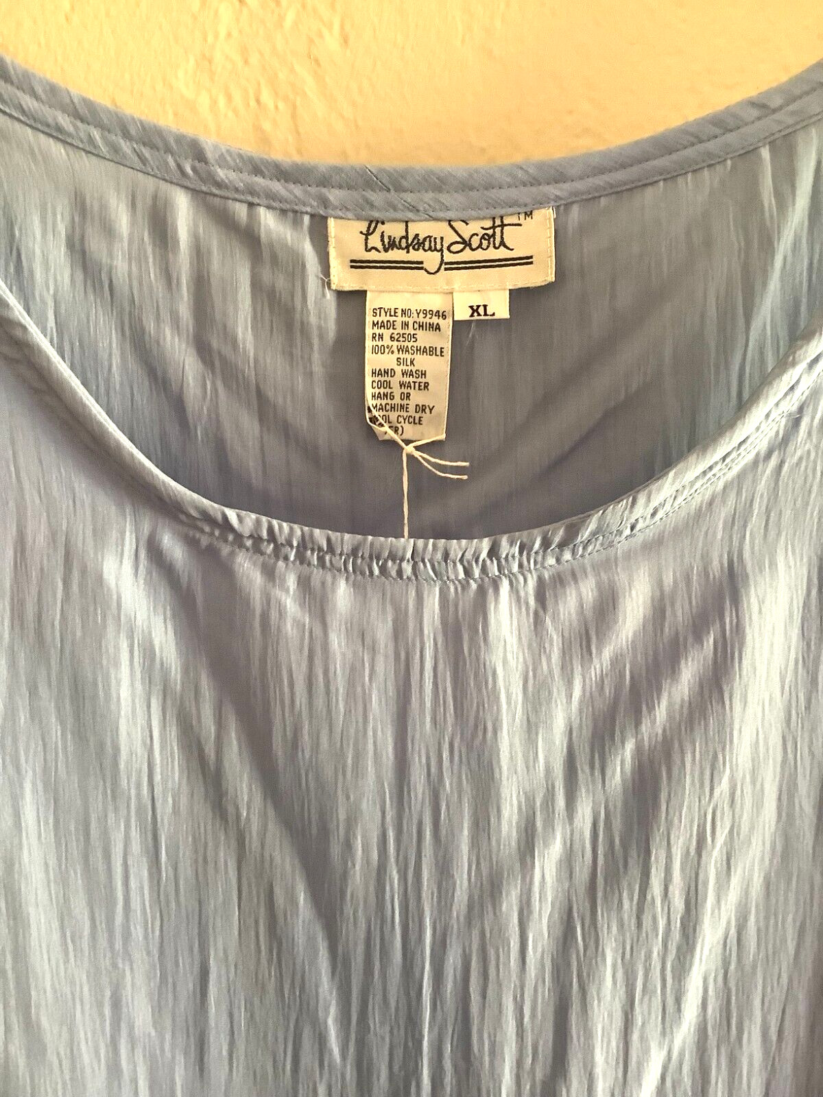 Vtg 100% Washable Silk Lindsay Scott Tank Blue SIZE XL NEW W/Tag Layer Romantic