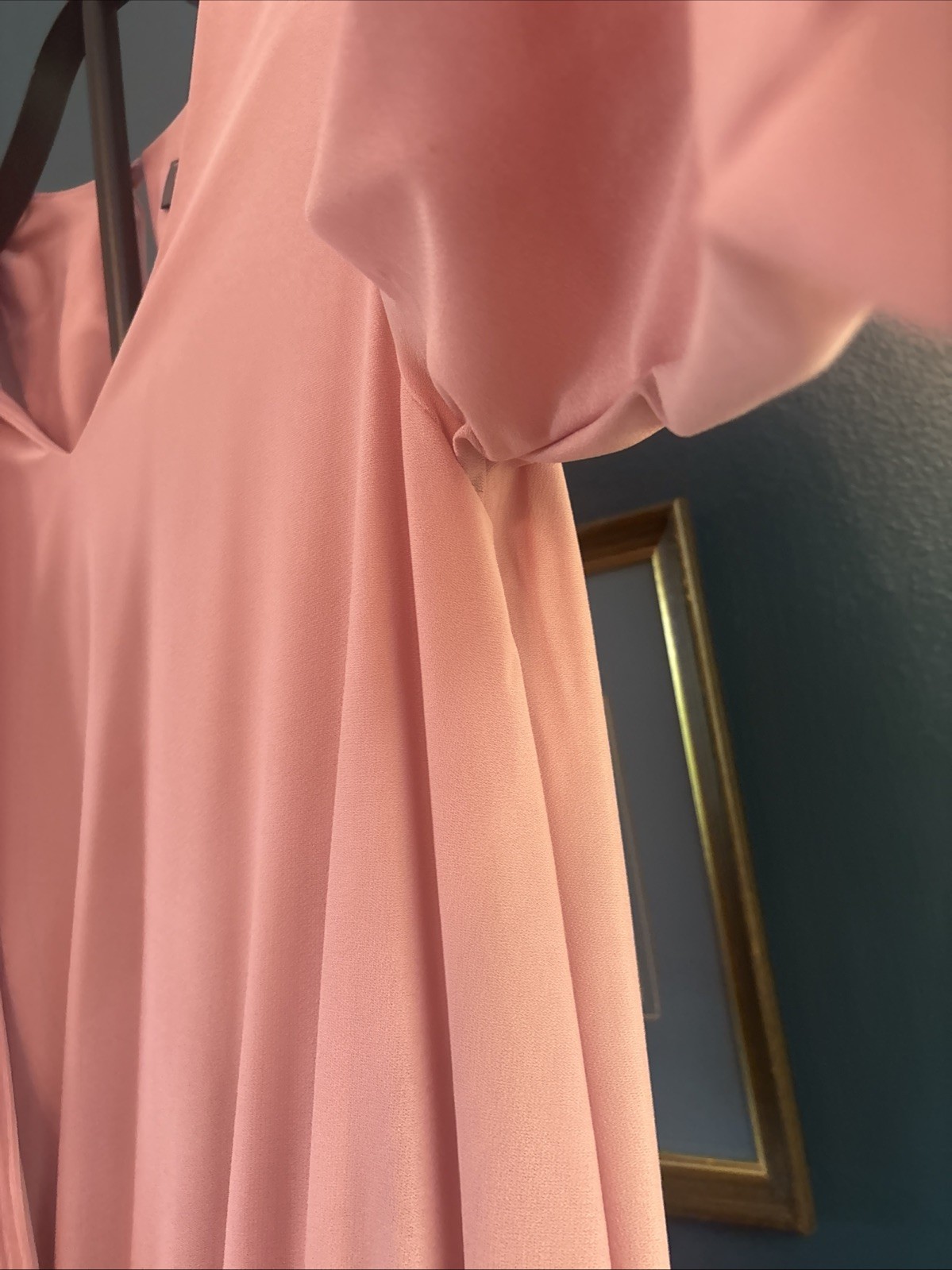 WOMENS VINTAGE SIZE 9-10 MAUVE PINK ROSE PLEATED 3/4 SLEEVE DROP WAIST DRESS