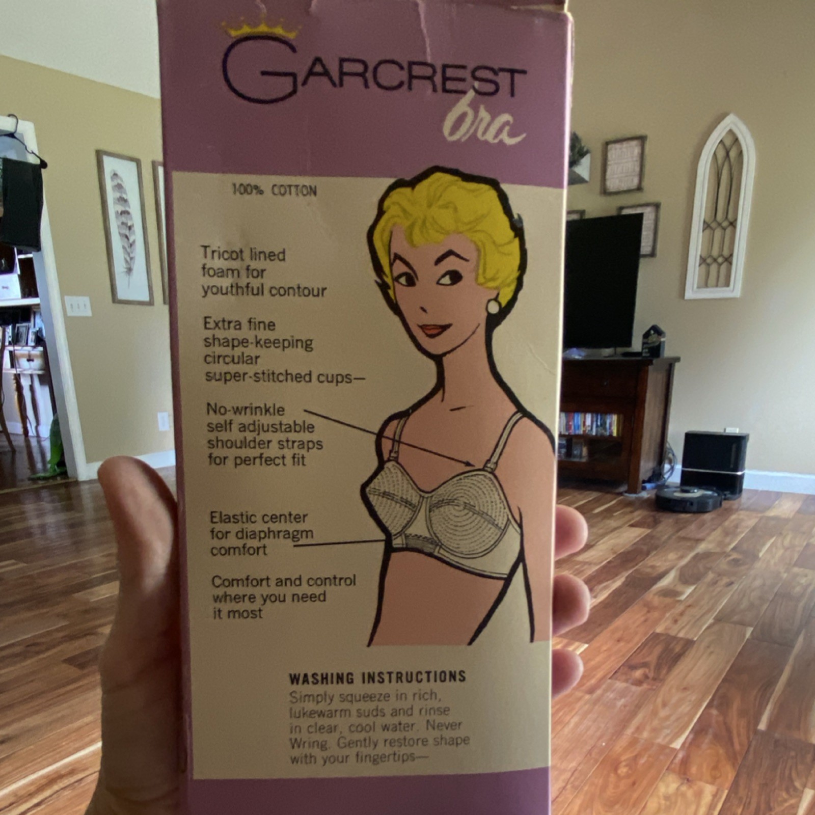 Vintage Garcrest Contour Bra 32B Beige 100% Cotton Foam Lined Original