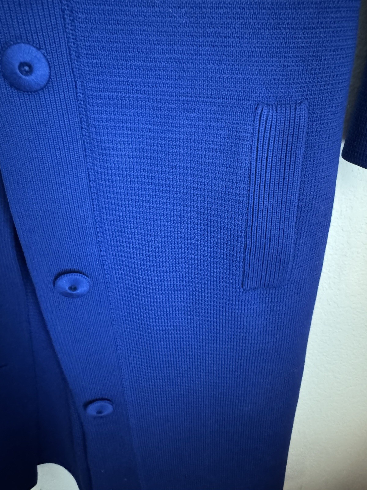Vtg Long Coat Dorce LeRoy Knitwear Size M 60s 70s Thick Blue Wool Mod Coat Nice