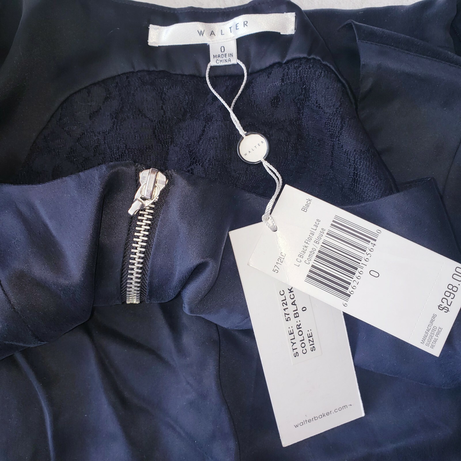 New Walter Baker Black Silk Business Dress Tailored Blouse Top Shirt Sz 0 Small