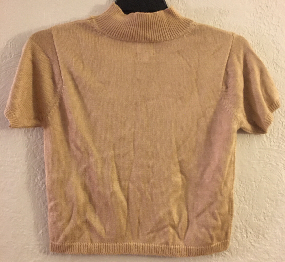 Vintage 1970’s Fia Italia Handloomed Gold Short Sleeve Sweater Size Small