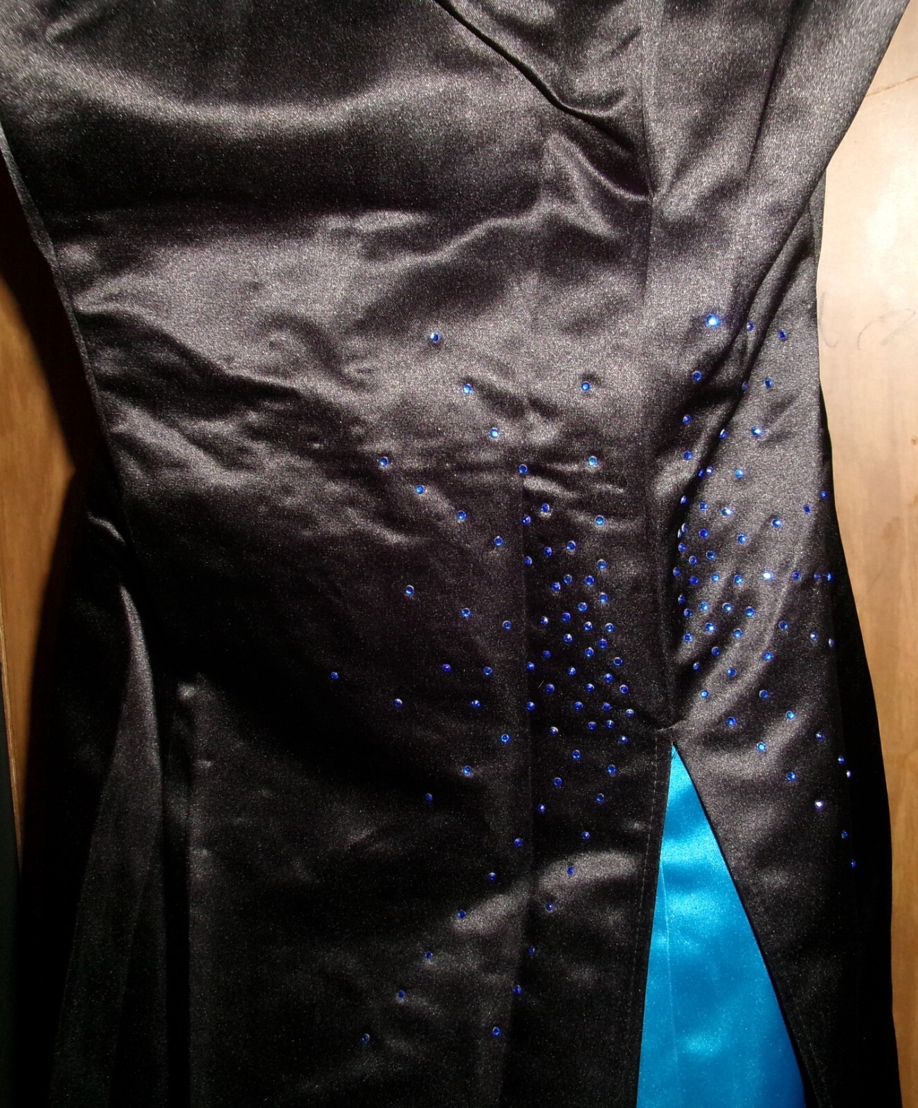 Vintage Black with Bright Blue Insert and Rhinestone Details DEBUT Strapless-S/M