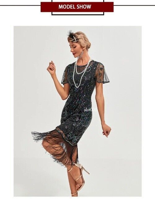 1920s Flapper Dress Women’s Great Gatsby Color Sequin Tassel 20s Party Dress