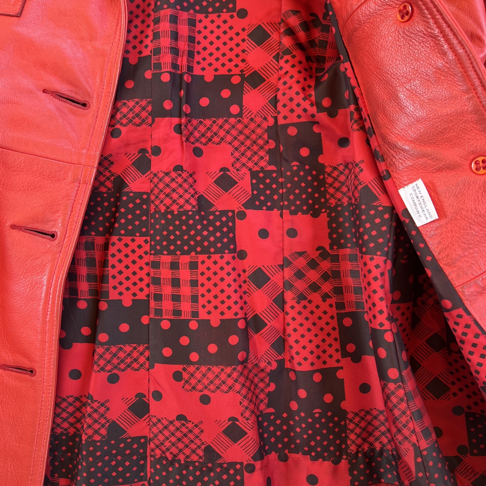 70’s Red Orange Leather Belted MOD jacket By The Parisian New England Sportswea