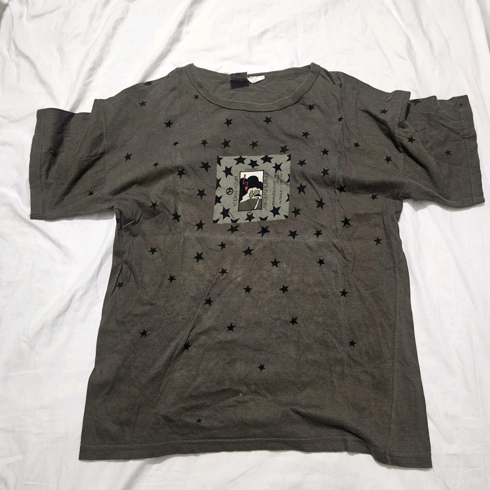 Vintage Krizia Maglia Made In Italy Stars Art Print T Shirt Size 38 Womens