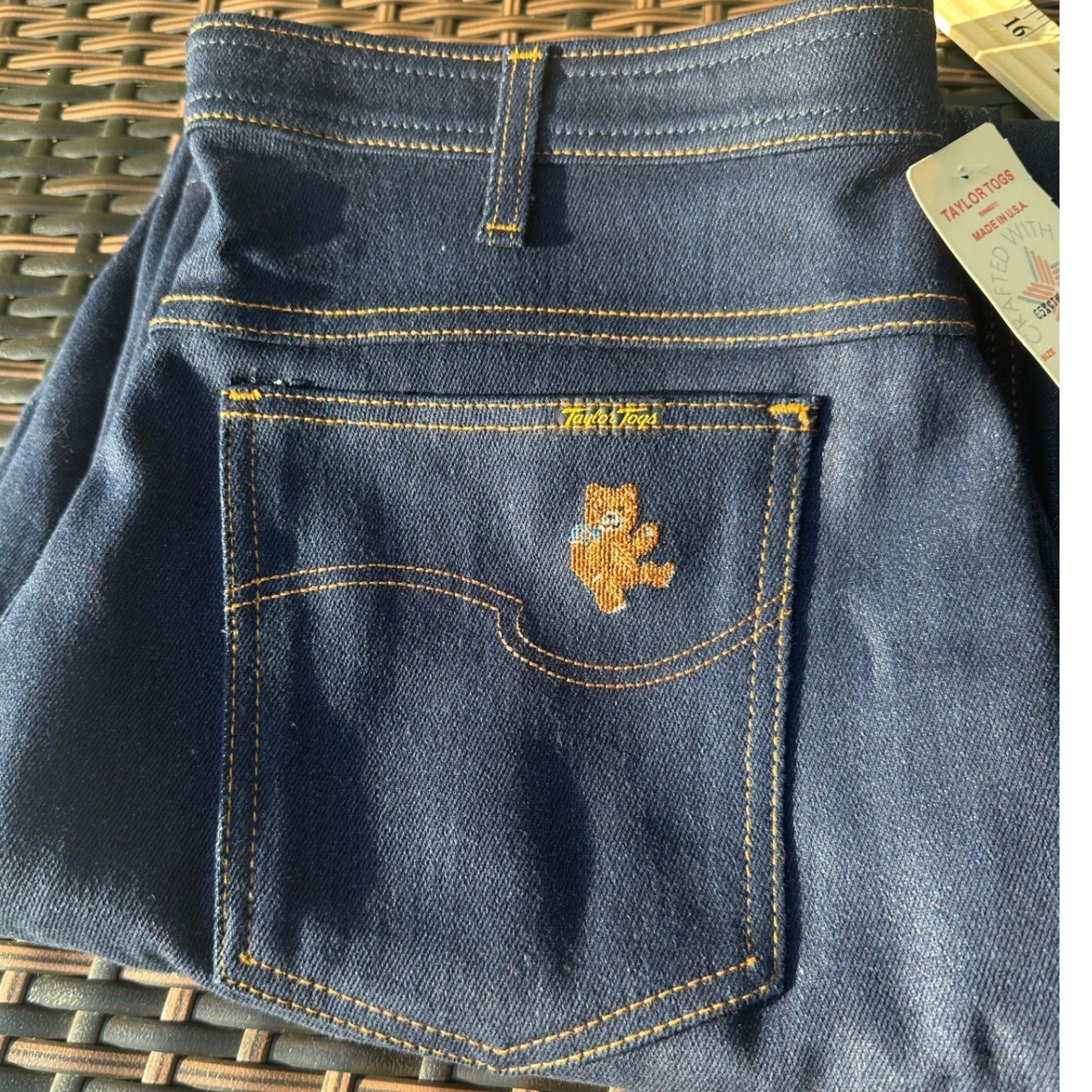 VTG 70’S Taylor Togs CHAPS Action Jeans Womens 36 Expand-A-Waist Bear USA NWT