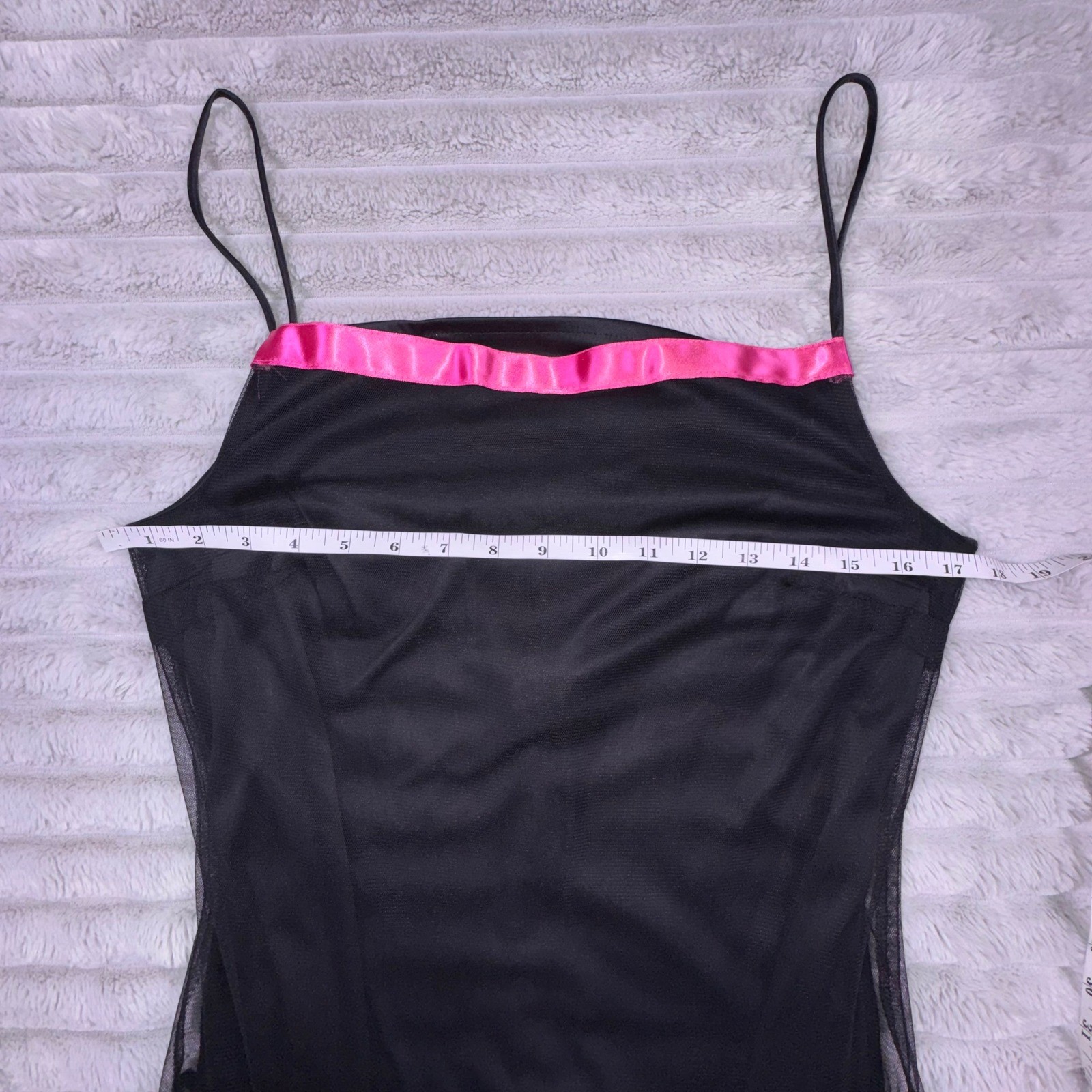 Kiki USA Womens XL Vintage Y2K Black Pink Tulle Drop Waist Handkerchief Dress