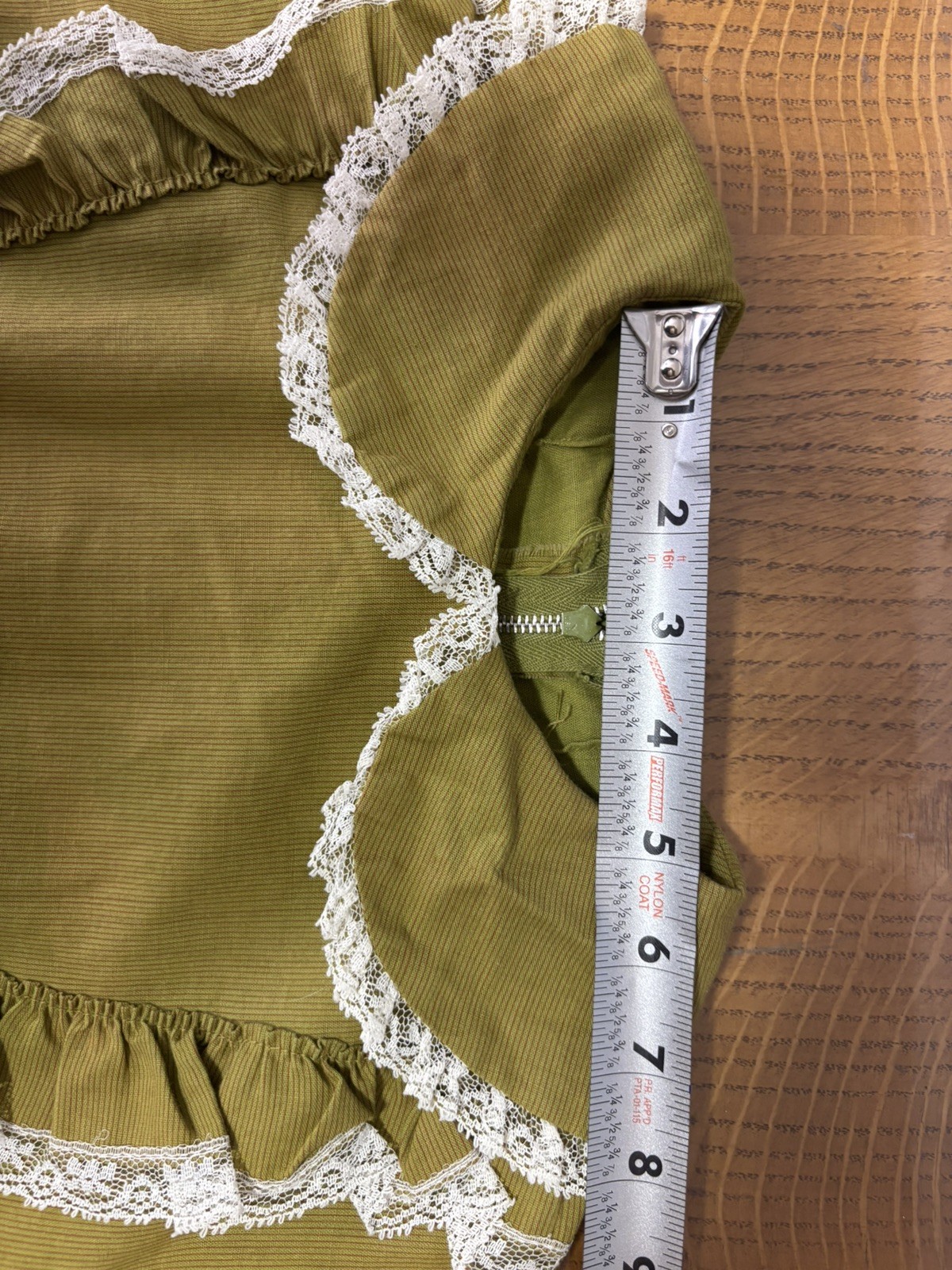 Vintage Boho Maxi Prairie Dress Olive Green Gunne Cottage Size Small/4