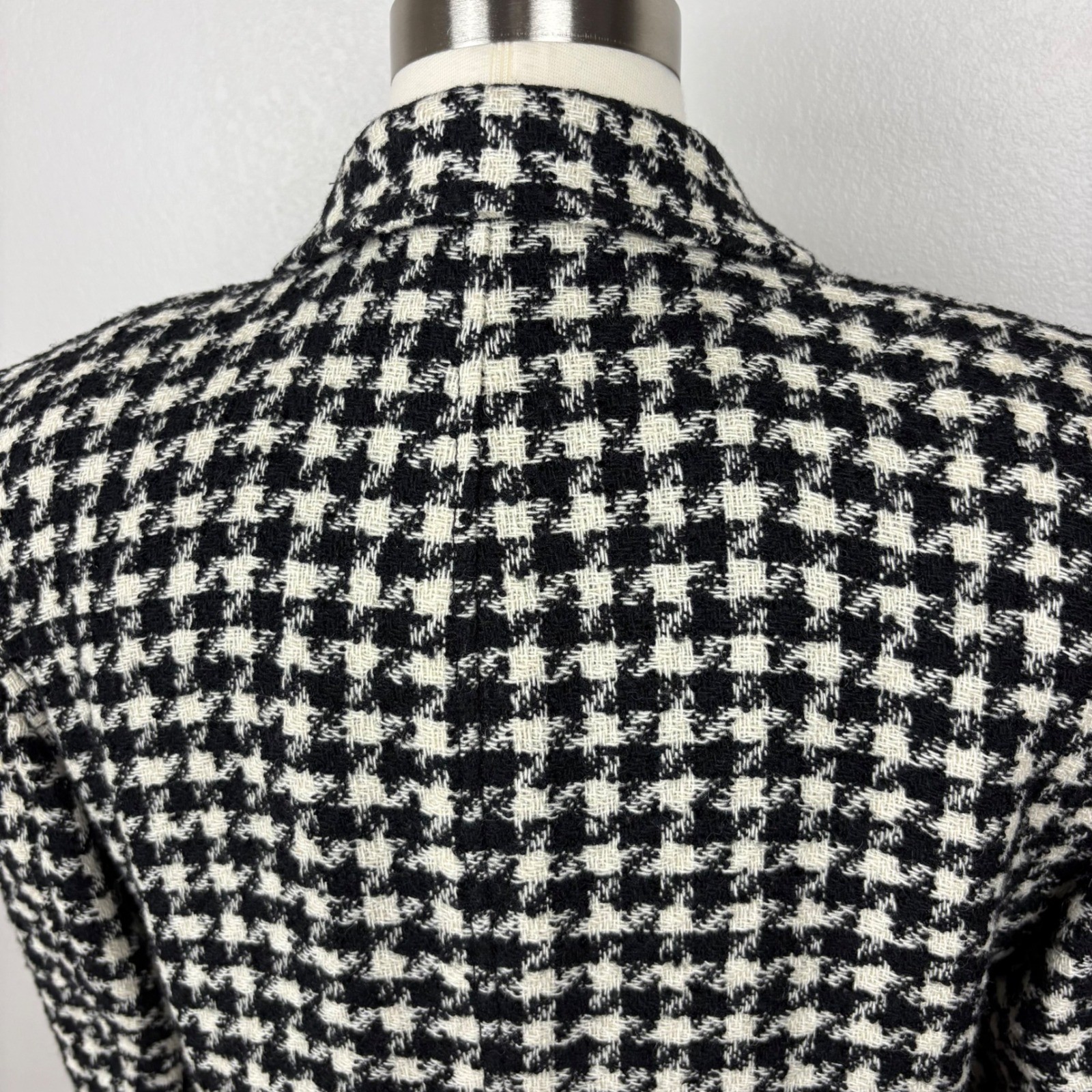 Lizwear Petite Vintage Houndstooth Blazer Size 4P Black White Academia Classic