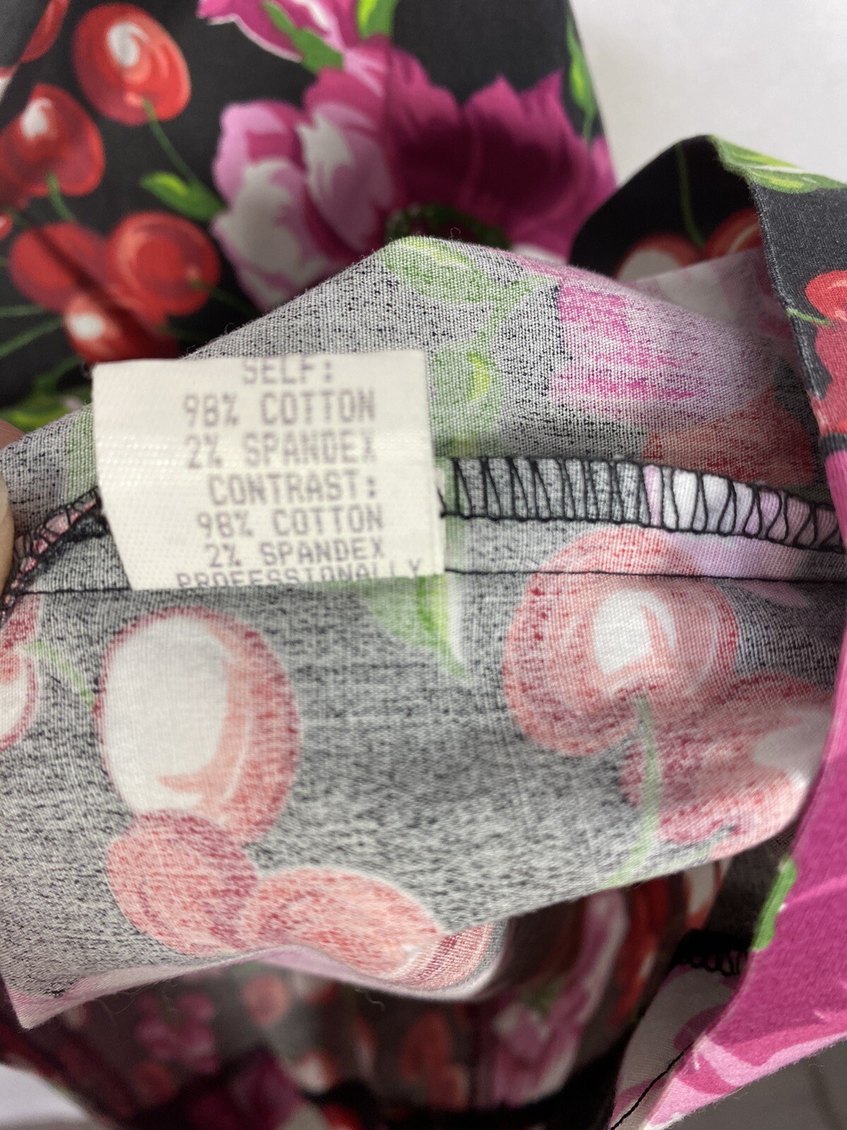 Mica Vintage Cotton Floral Dress Cherry Empire Waist Straps Size 6