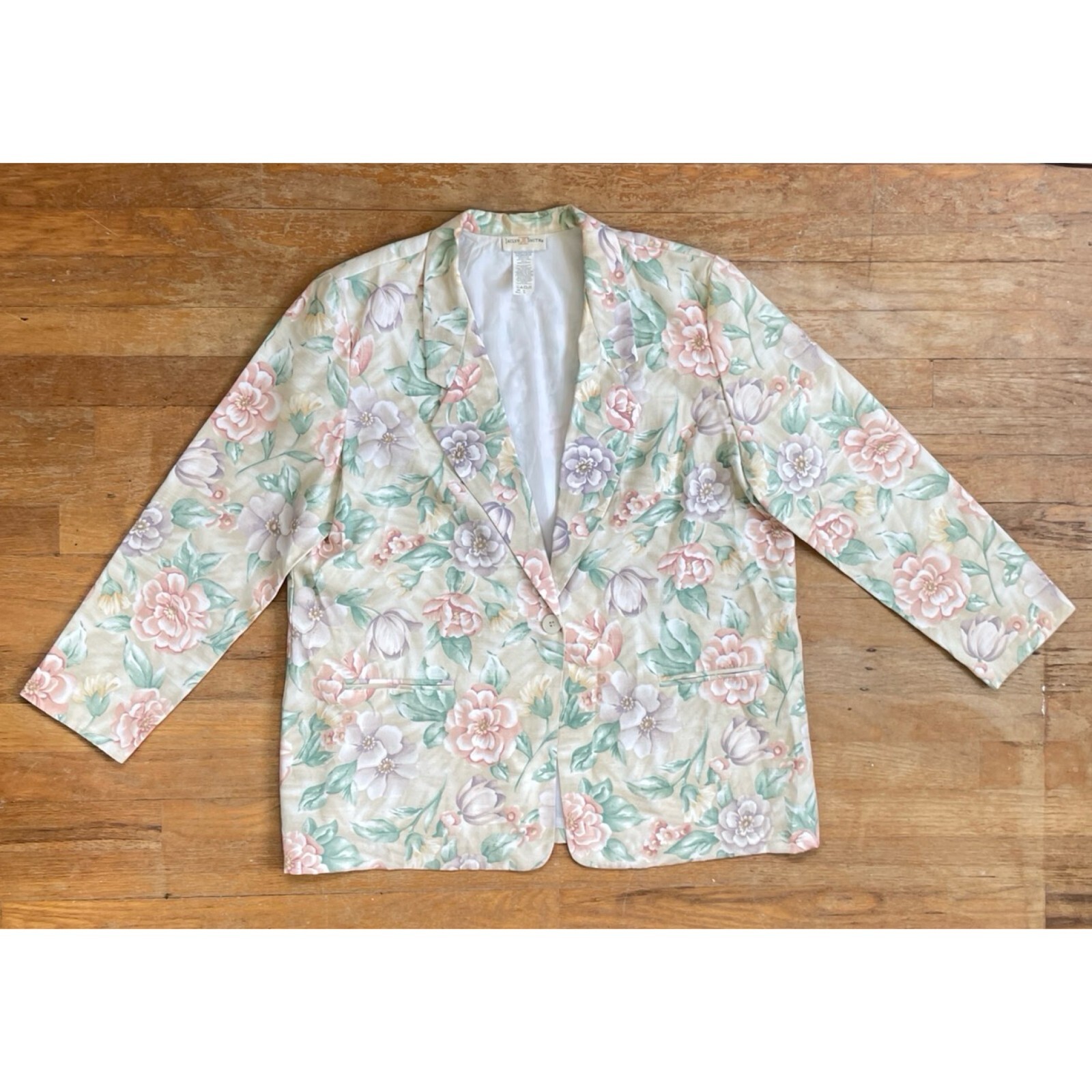 Vintage Floral Print Blazer Size XL/1X 1990s Lightweight Sport Coat Jacket