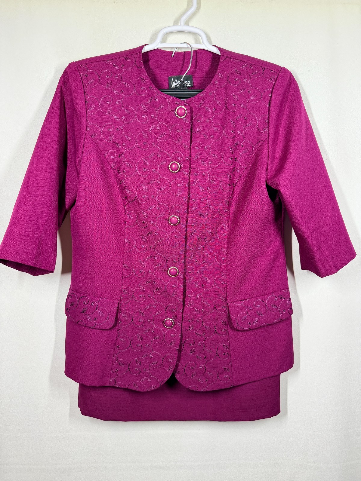 Whirlaway Frocks Womens Size 12 Pink Skirt Suit Two Piece Blazer & Skirt 80’s