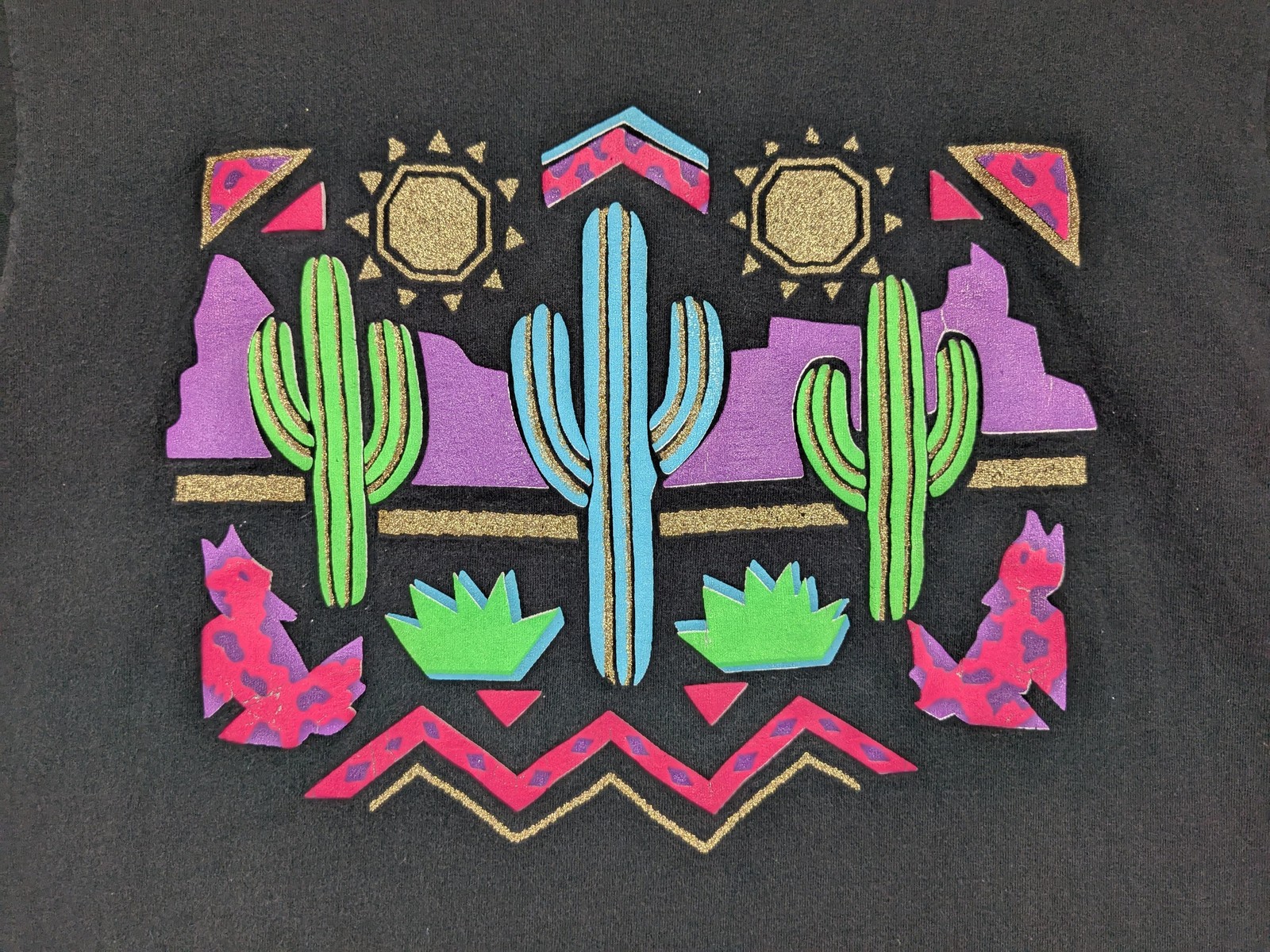 Vintage Fruit of the Loom Shirt Womens XL Southwest Cactus Desert Graphic 90s