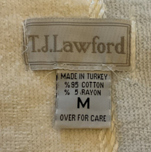 Vintage TJ Lawford Turkish Terry Cloth Caftan Robe Midi Pastel Stripe 90s 95/5 M