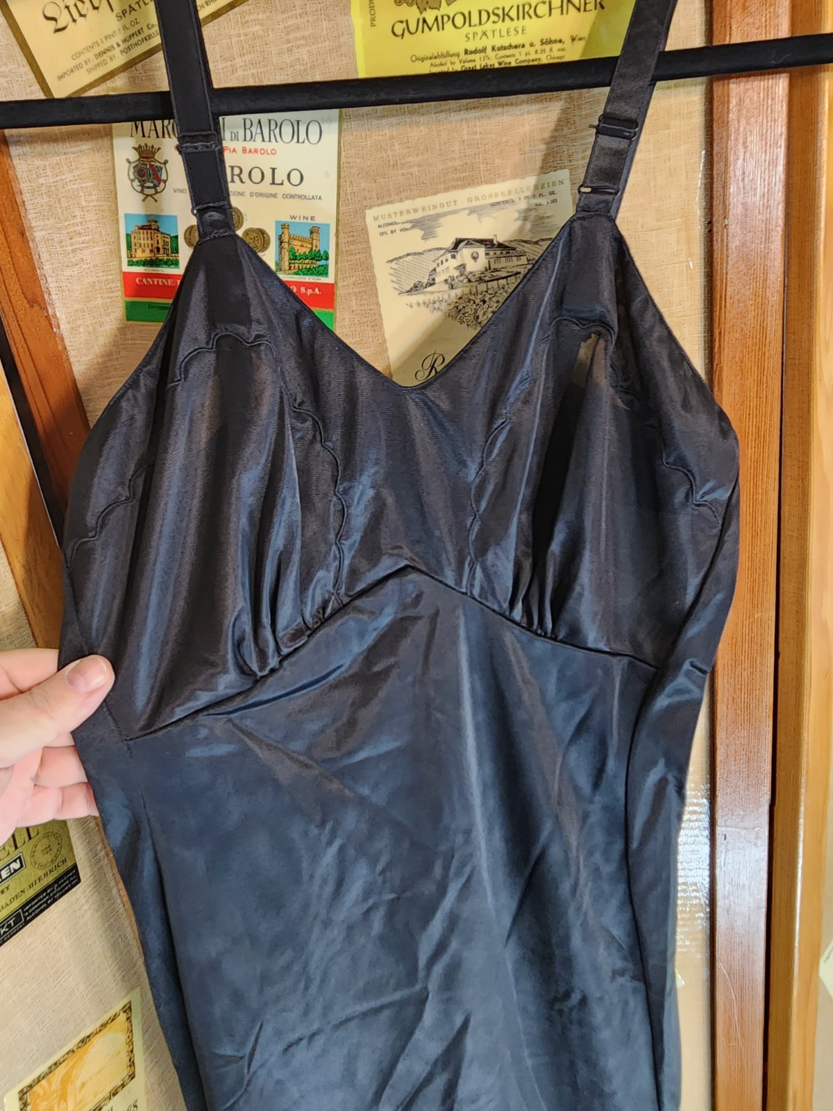 Movie Star Black Full Slip 100% Nylon Tricot Size 34 Average Made in USA Vintage