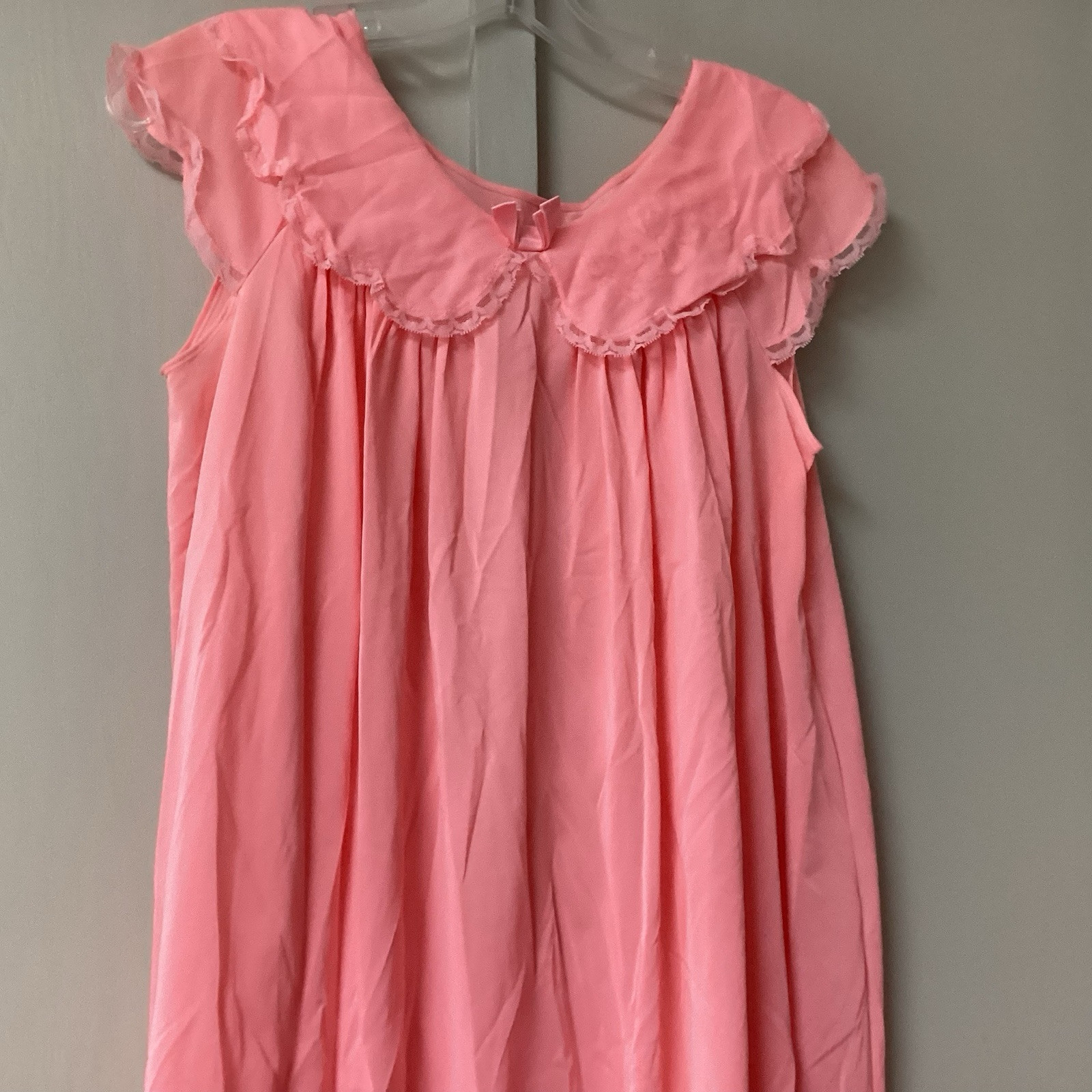 VTG Shadow Lane 2 Piece Size Small Night Gown & Robe Coral Lace Silky Flowers