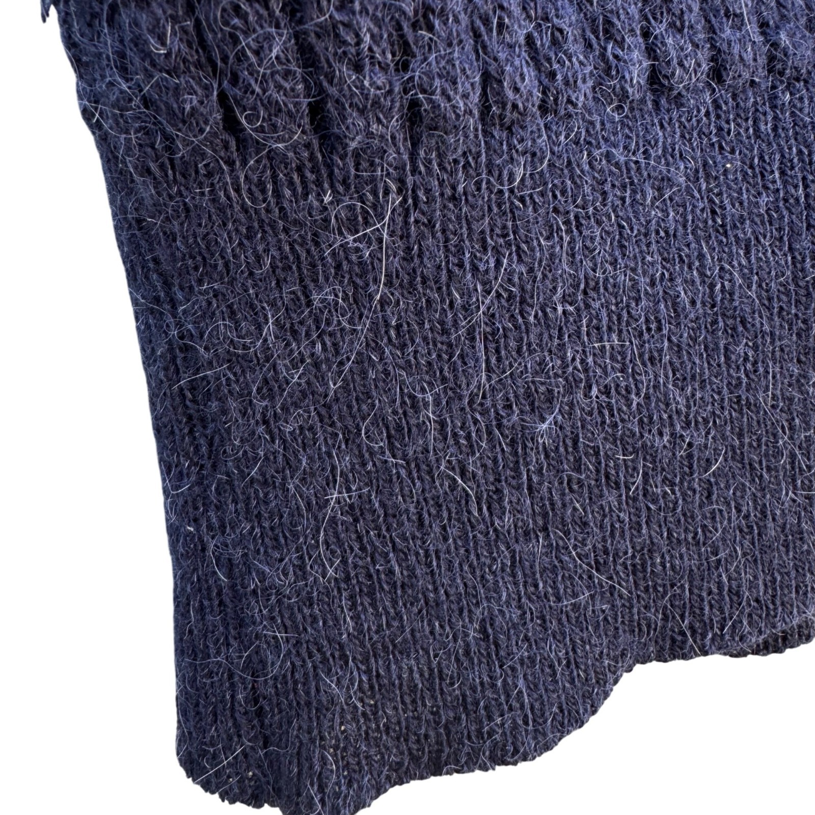 Rodier Paris Vintage French 90s Ribbed Knit V-Neck Librarian Sweater Vest Navy M