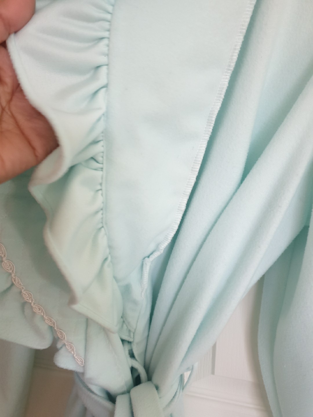 Vtg 80s Miss Elaine Nightgown Full Sweep Robe Sea foam Green Size-M