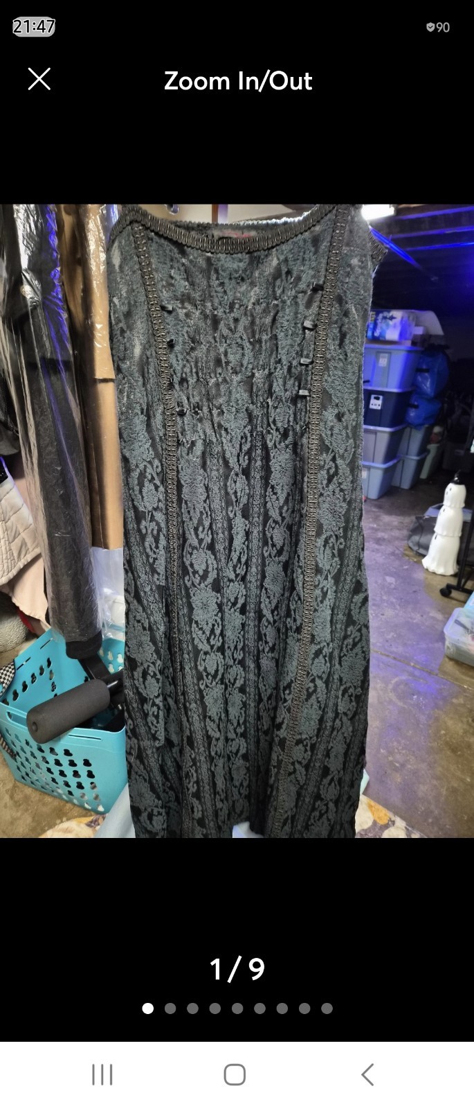 Vintage Full Length Strapless Gothic Brocade Gown